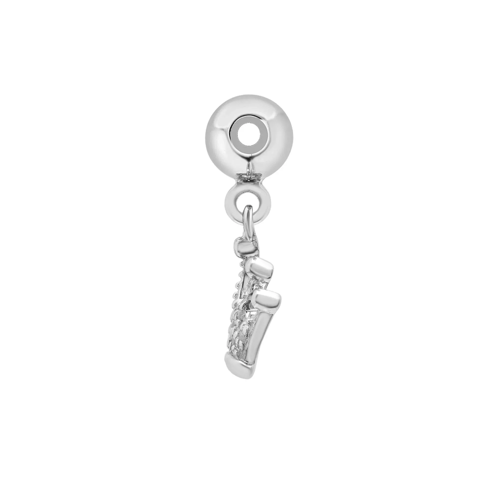 Diamond Accent Crown Bead Charm .925 Sterling Silver White Size 12.00mm - Image 6