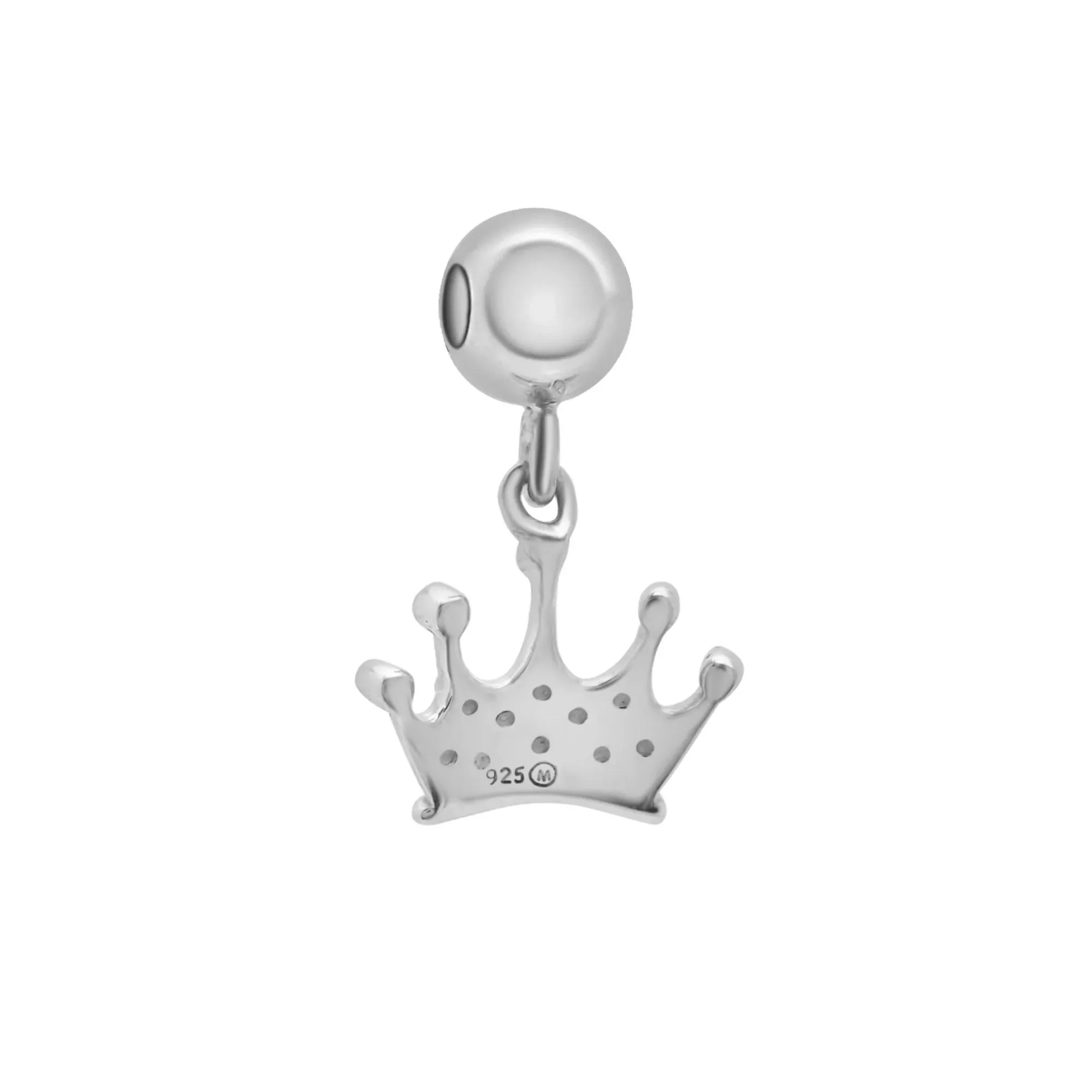 Diamond Accent Crown Bead Charm .925 Sterling Silver White Size 12.00mm - Image 7
