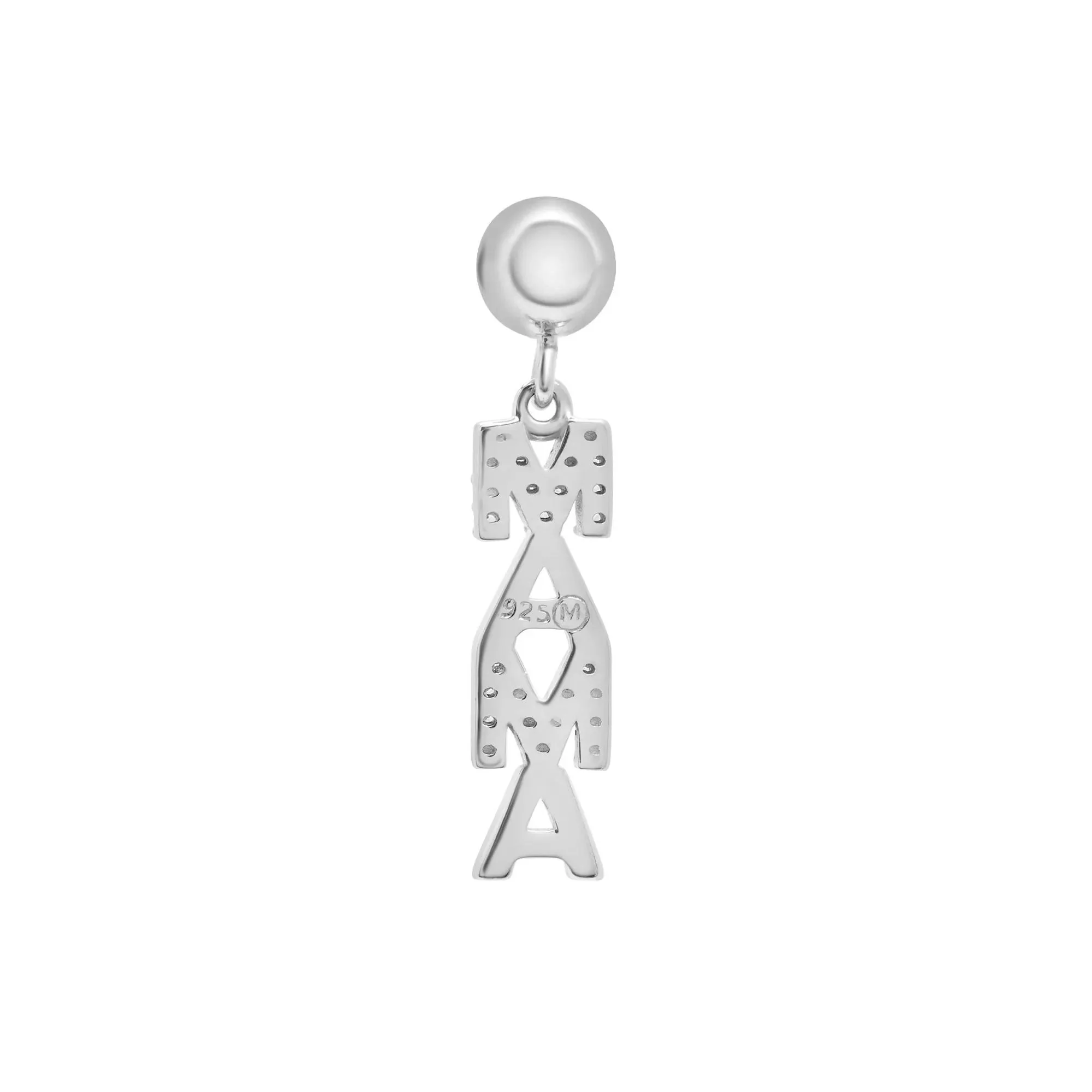 Diamond Accent Mama Bead Charm .925 Sterling Silver White Size 19.00mm - Image 7