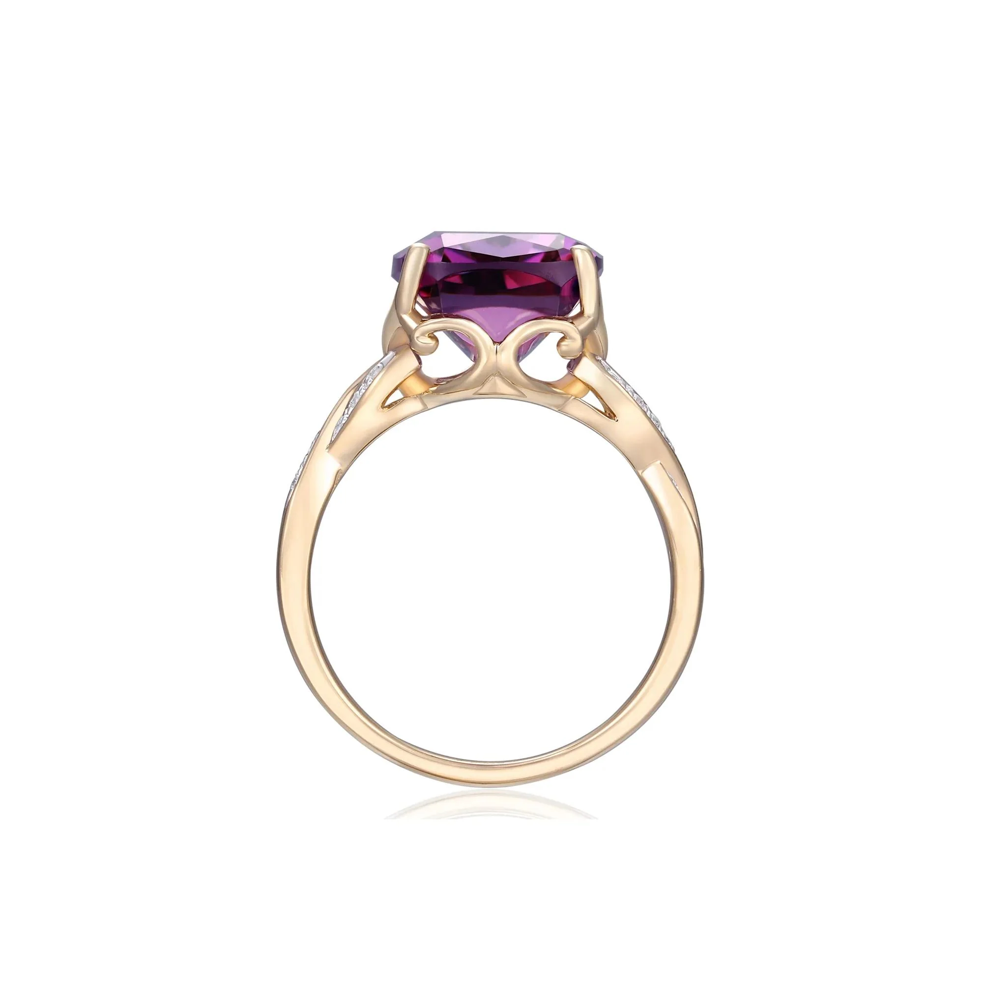 Elongated Cushion Ametrine and Diamond Accent Ring 10K Yellow Gold Round Brilliant Cut Size 6.5 - Image 2