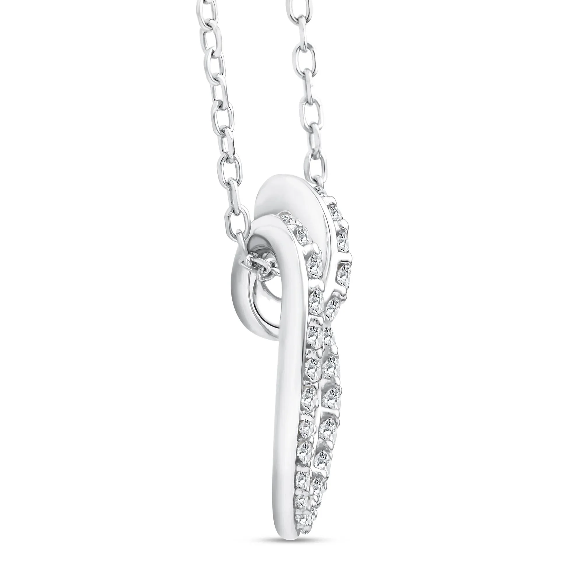 1/5 CT. Tw. Lab Grown Diamond Heart Pendant Necklace 10K White Gold Size 18" - Image 2