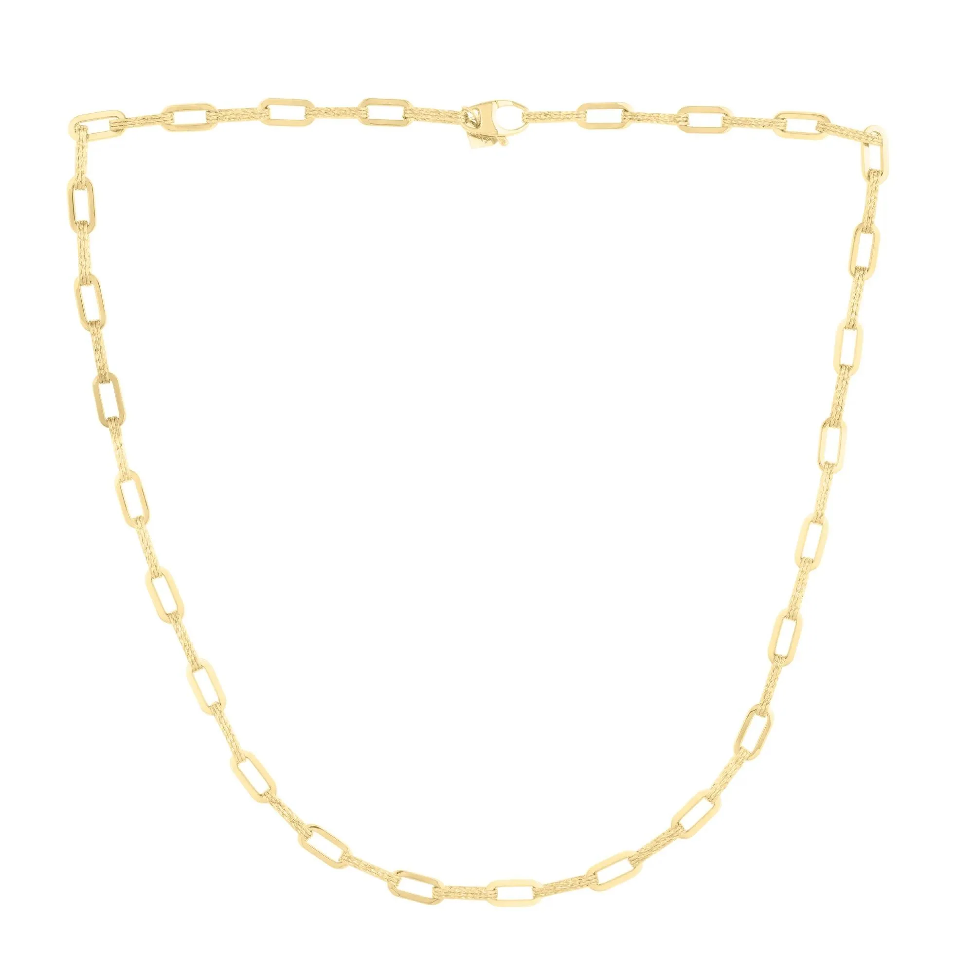 Diamond Cut Oval Layered Chain 14K Yellow Gold Necklace Size 18" - Image 2