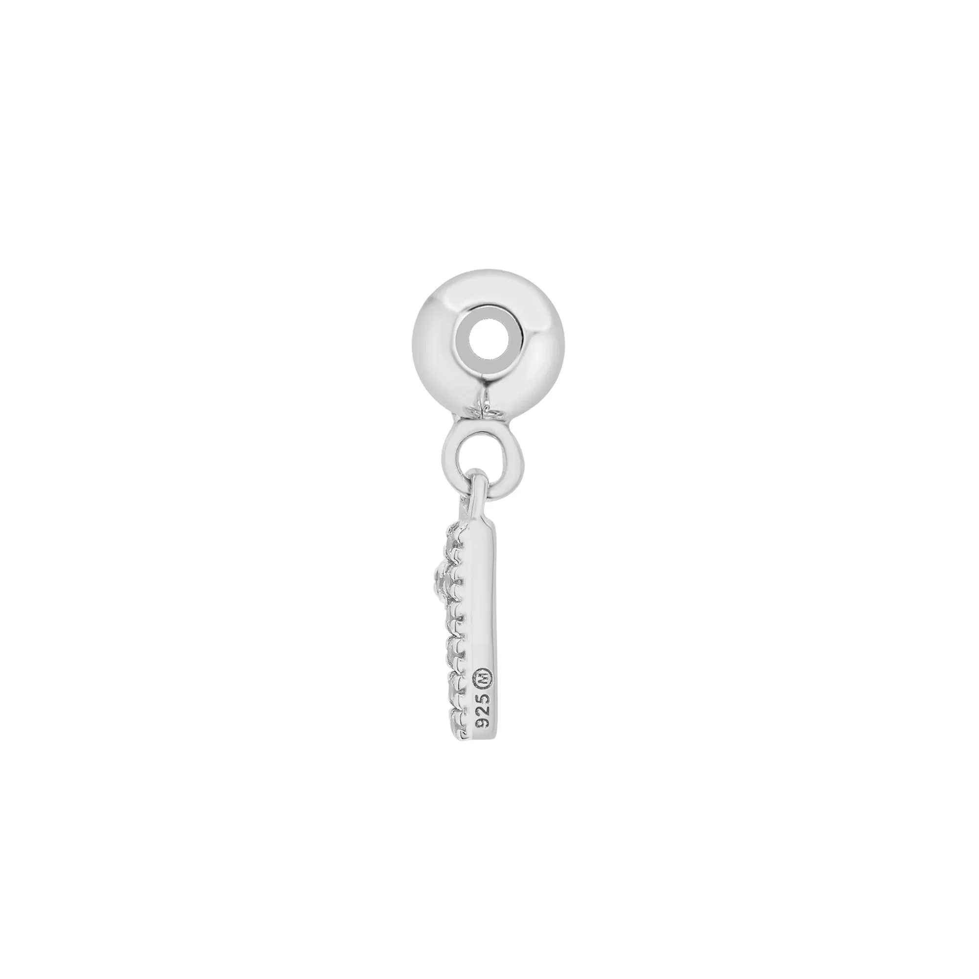 Diamond Accent Number 1 Bead Charm .925 Sterling Silver White Size 12.00mm - Image 6
