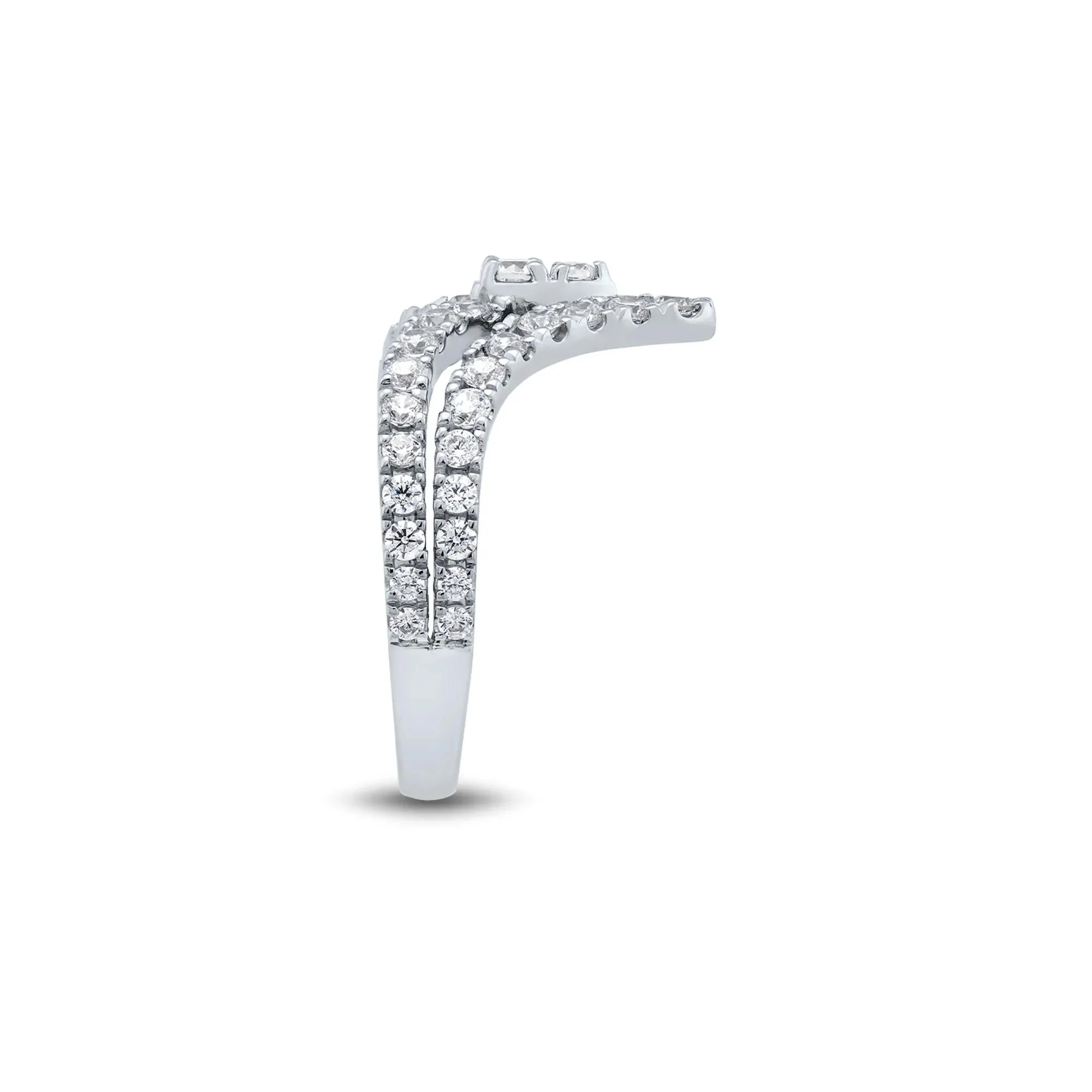 1 CT. Tw. Lab Grown Diamond Chevron Ring 14K White Gold Round Brilliant Cut Size 8 - Image 3