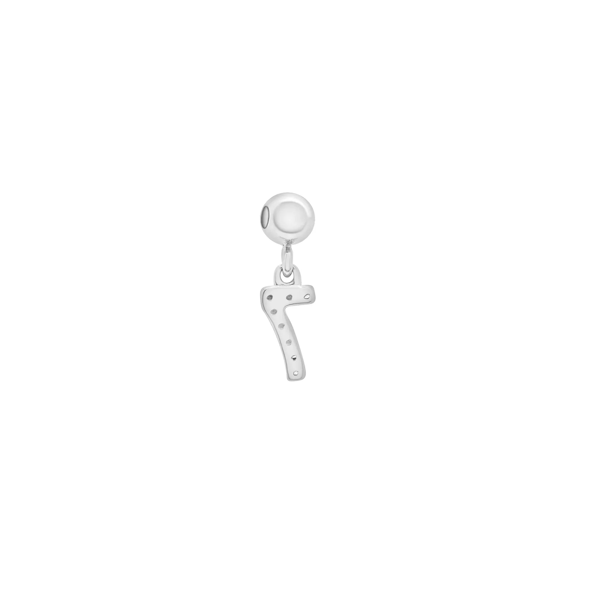 Diamond Accent Number 7 Bead Charm .925 Sterling Silver White Size 12.00mm - Image 7