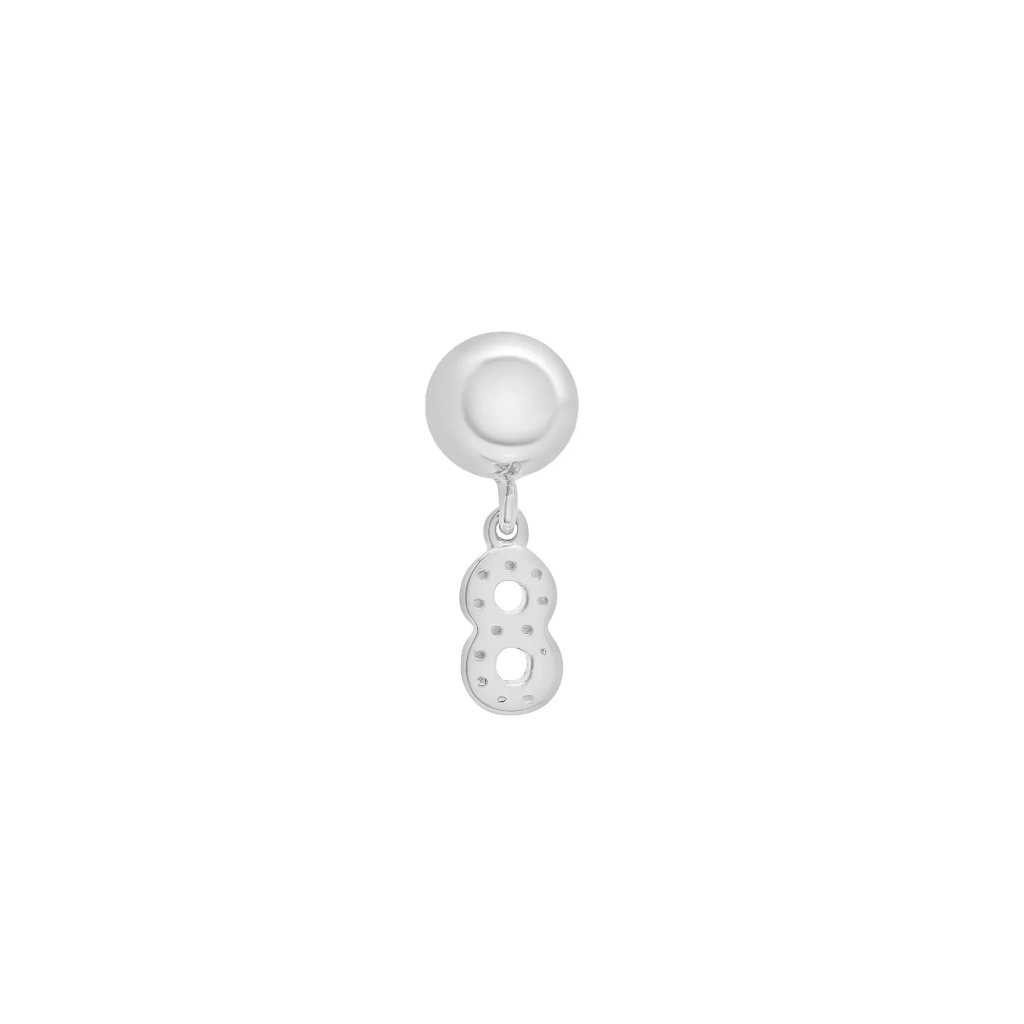 Diamond Accent Number 8 Bead Charm .925 Sterling Silver White Size 11.50mm - Image 7