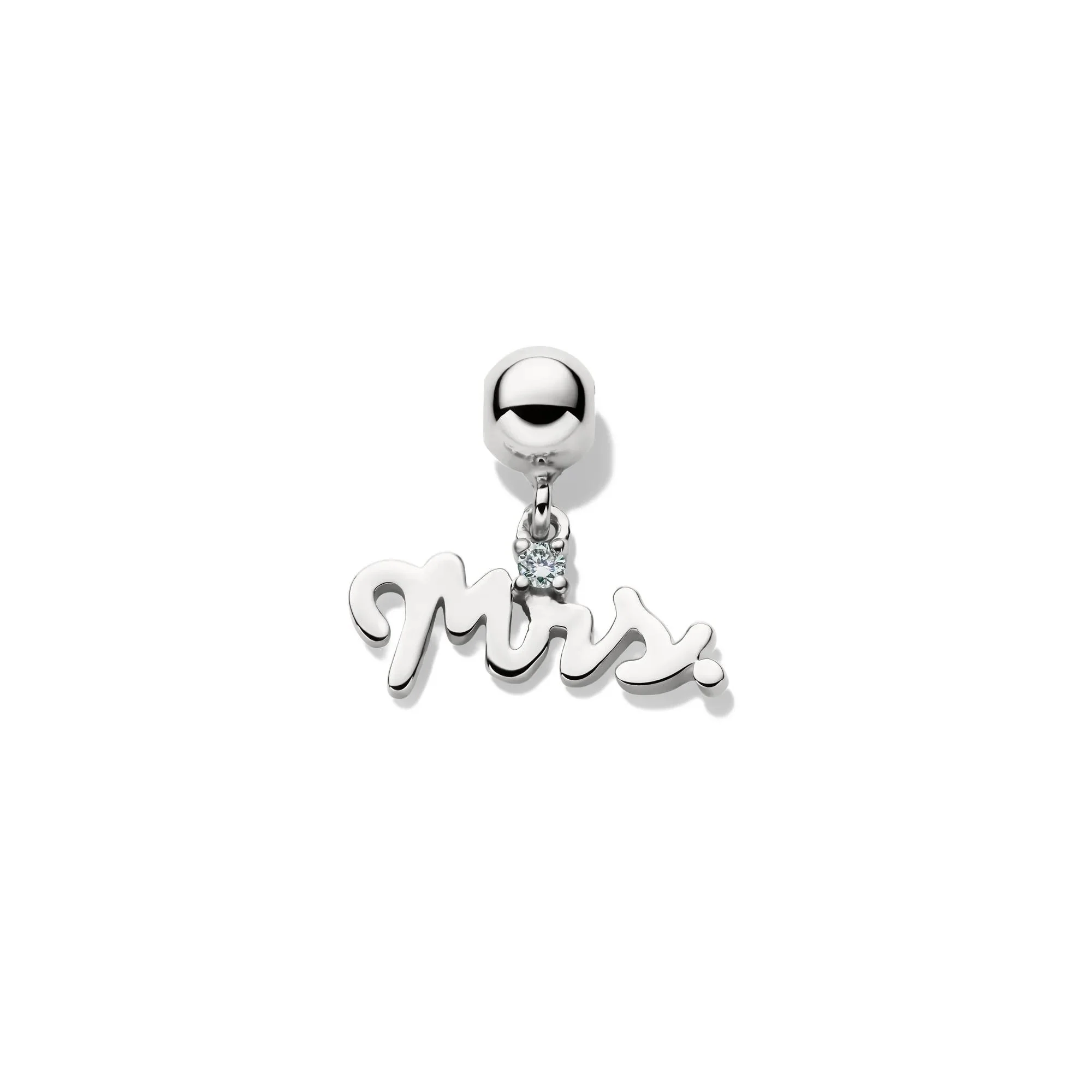 Diamond Accent Mrs Bead Charm .925 Sterling Silver White Size 11.00mm - Image 5