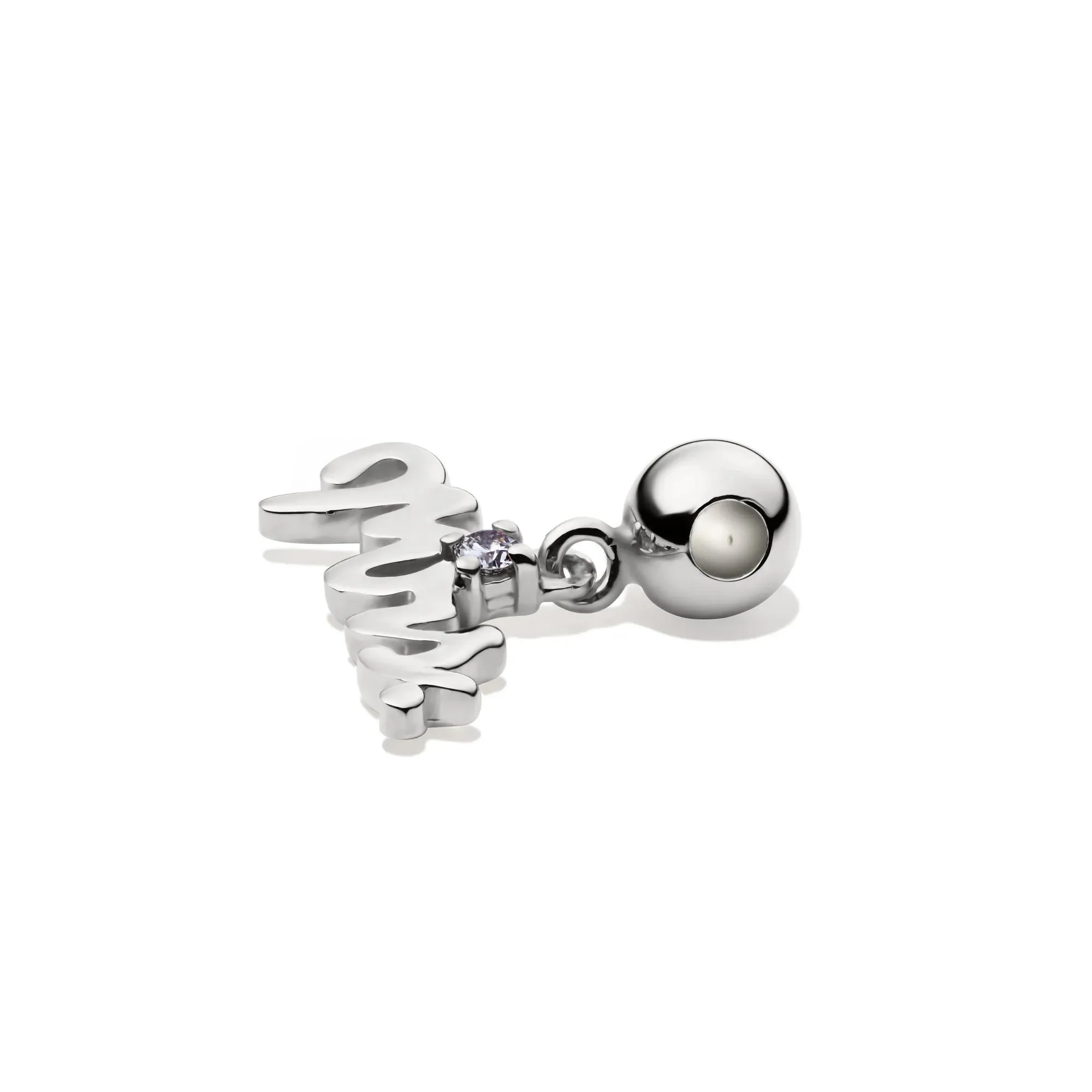 Diamond Accent Mrs Bead Charm .925 Sterling Silver White Size 11.00mm - Image 6