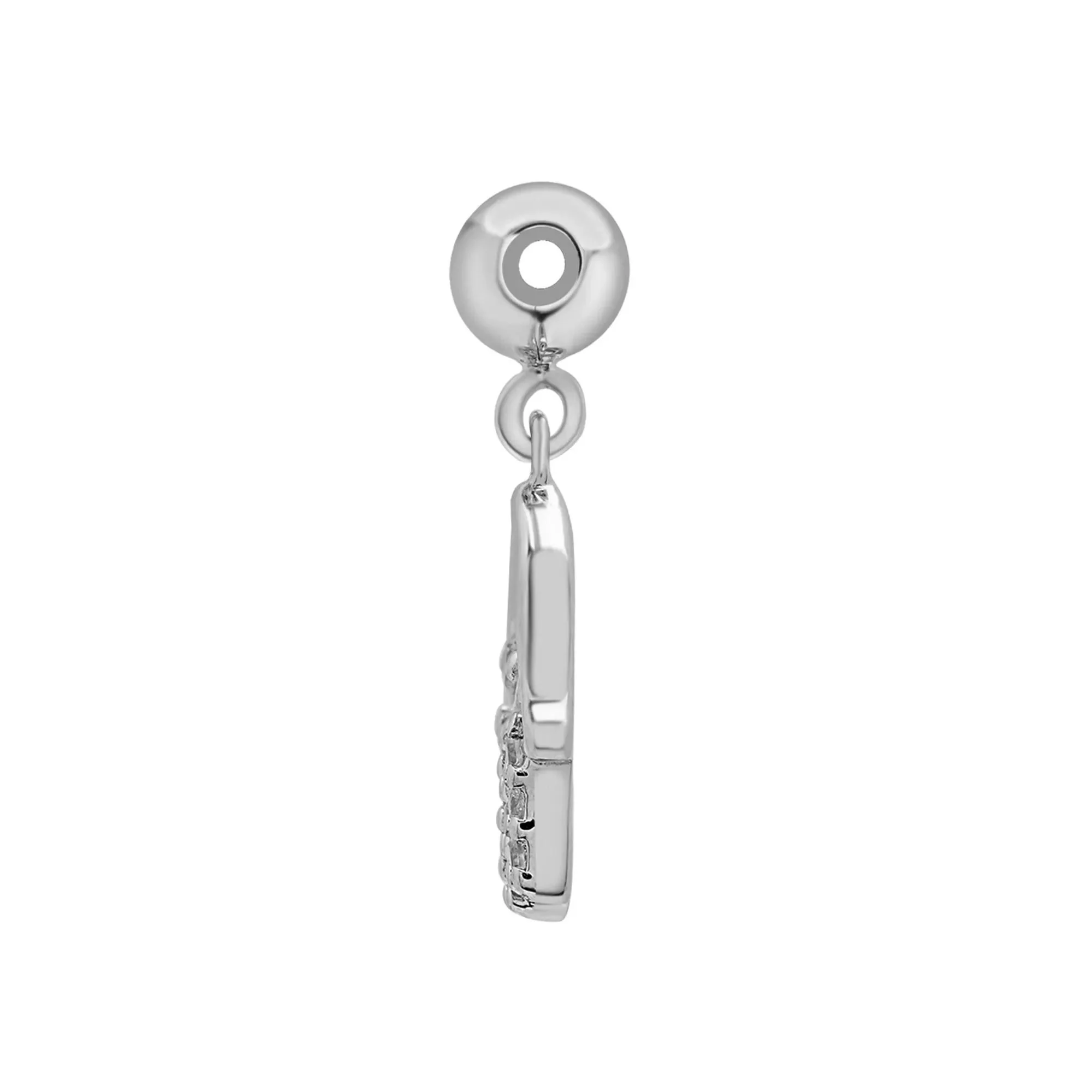 Diamond Accent Hamsa Bead Charm .925 Sterling Silver White Size 14.50mm - Image 6
