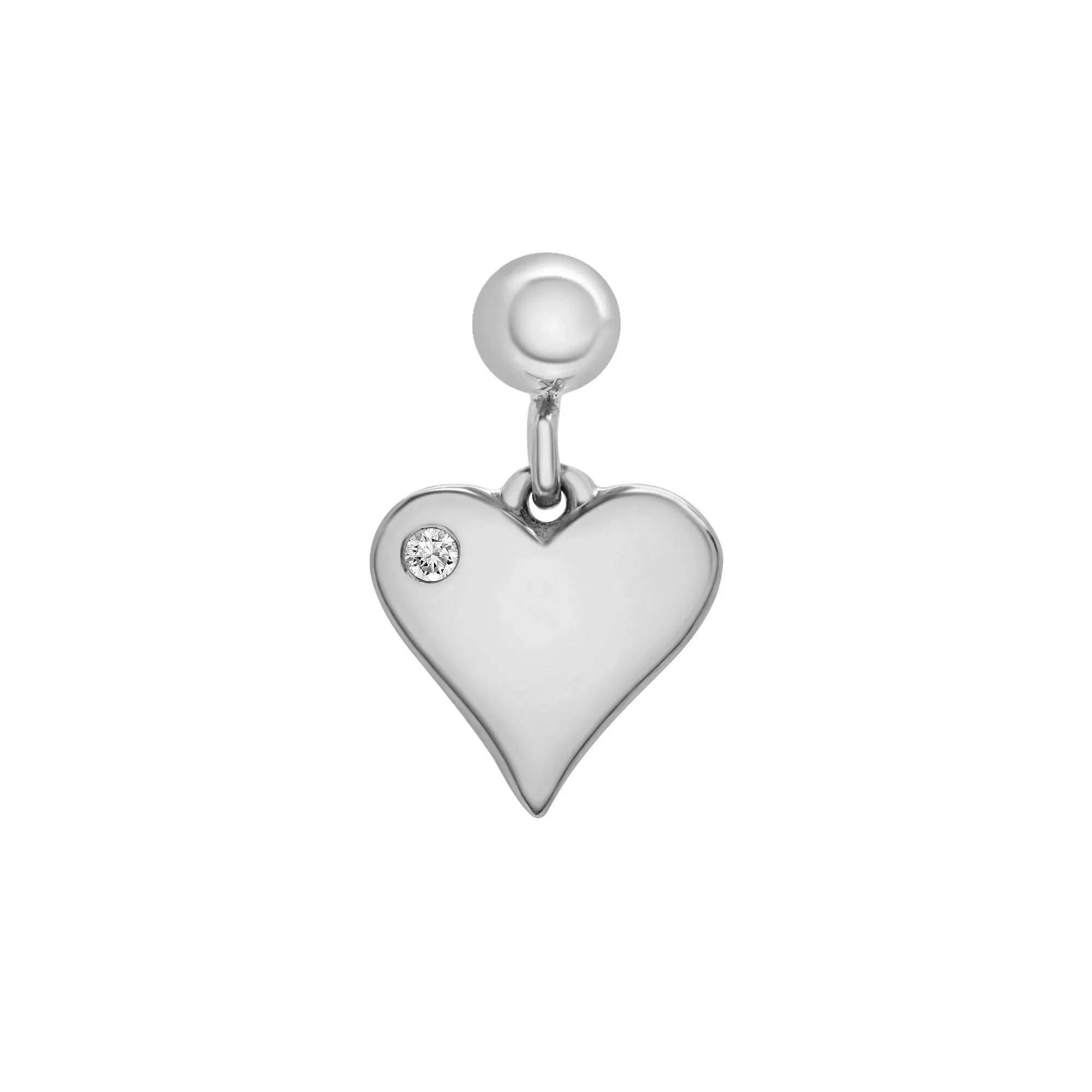 Diamond Accent Puff Heart Bead Charm .925 Sterling Silver White Size 12.00mm - Image 5