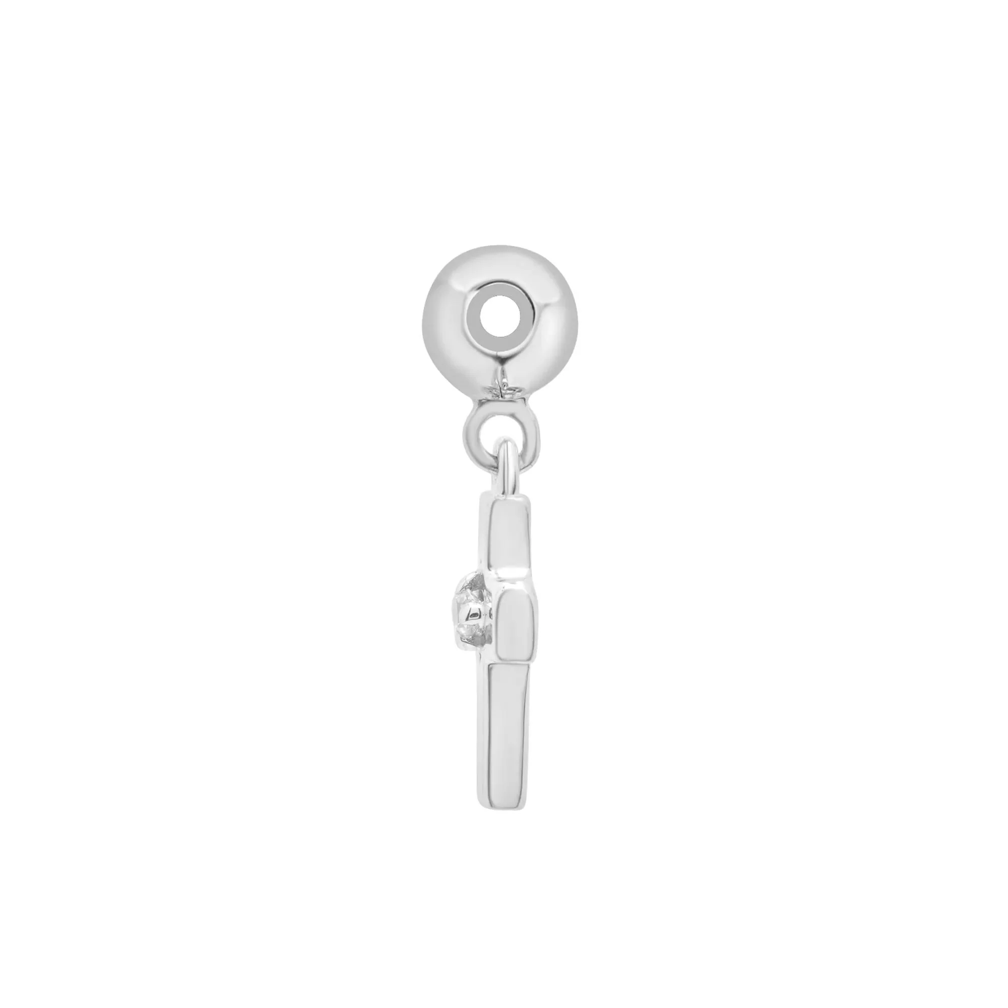 Diamond Accent Cross Bead Charm .925 Sterling Silver White Size 14.00mm - Image 6