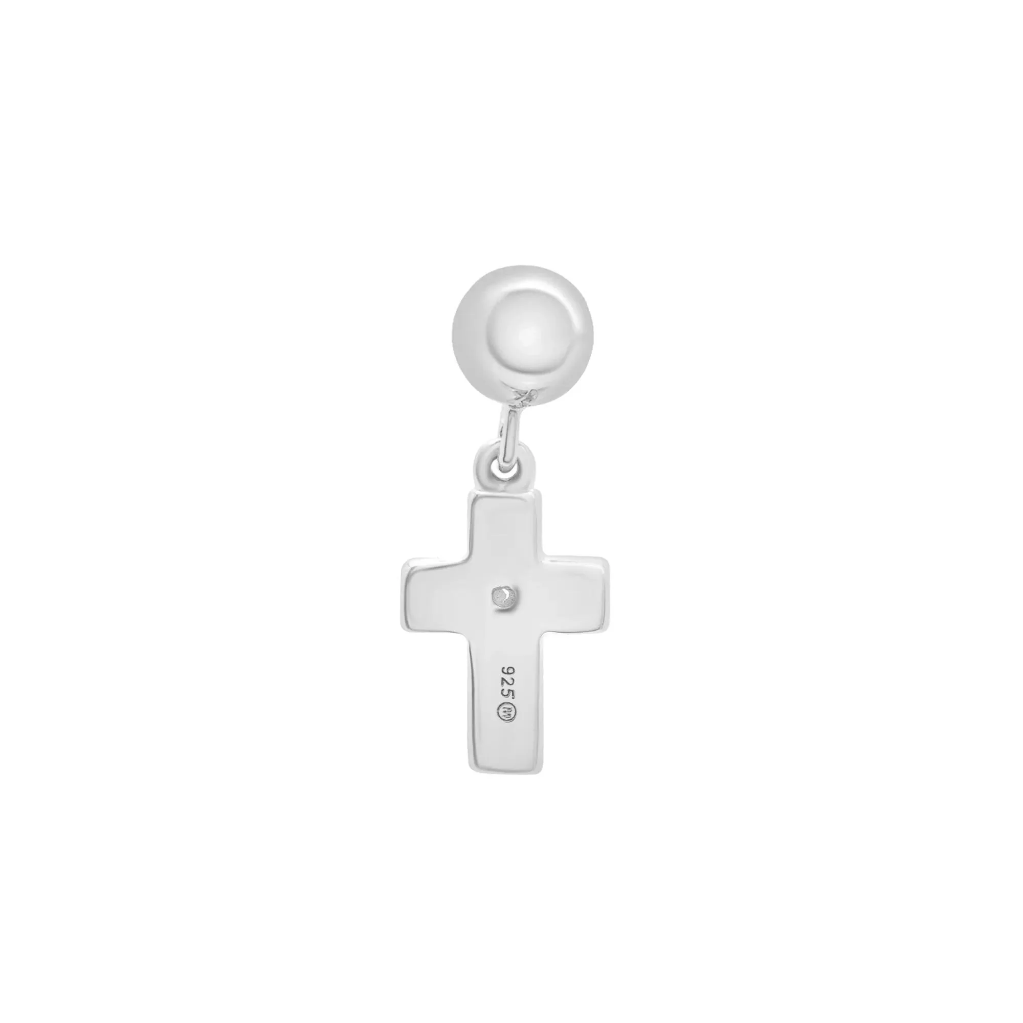 Diamond Accent Cross Bead Charm .925 Sterling Silver White Size 14.00mm - Image 7