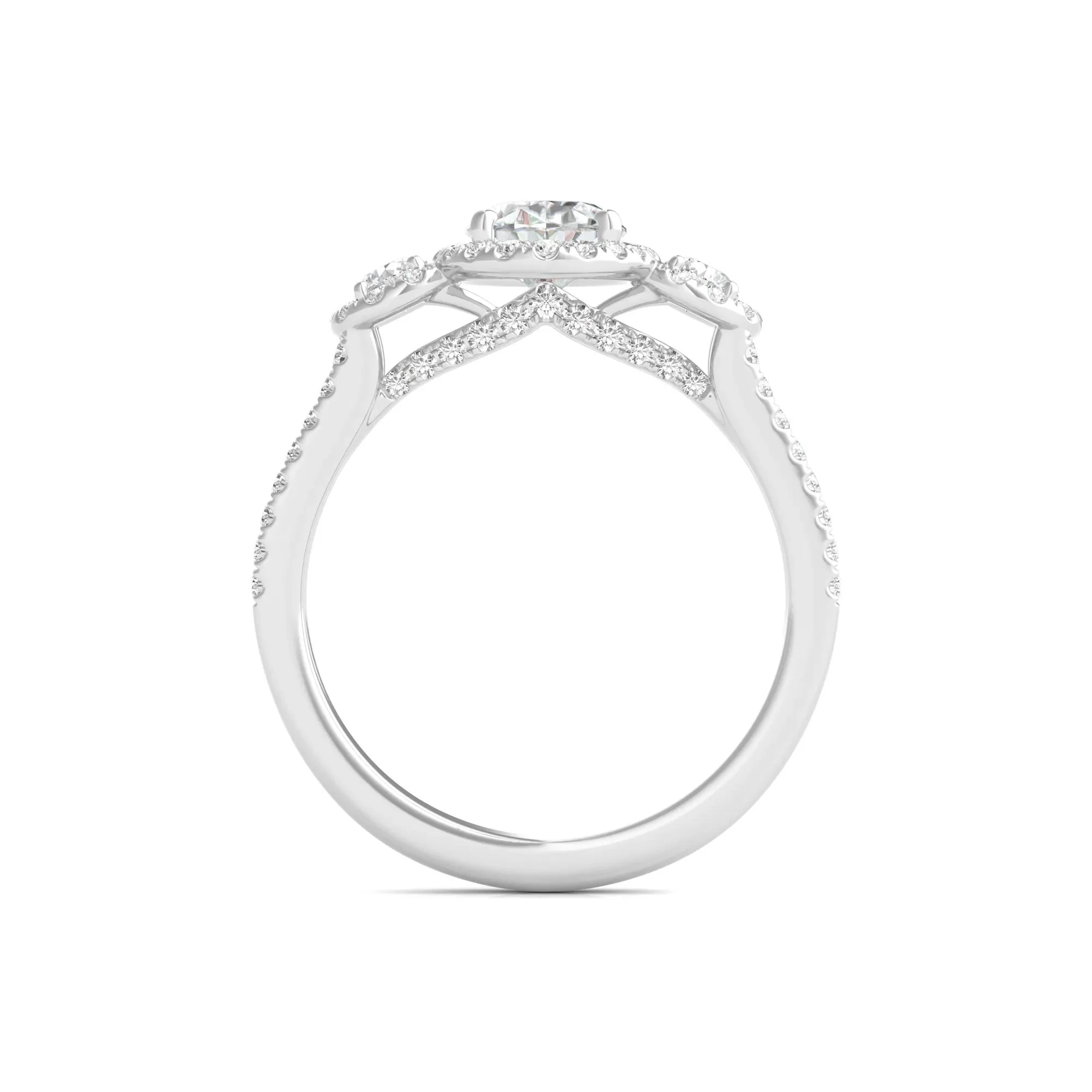 1 3/4 CT. Tw. Lab Grown Diamond Oval-Shaped Engagement Ring 14K White Gold Round Brilliant Cut Size 6 - Image 2
