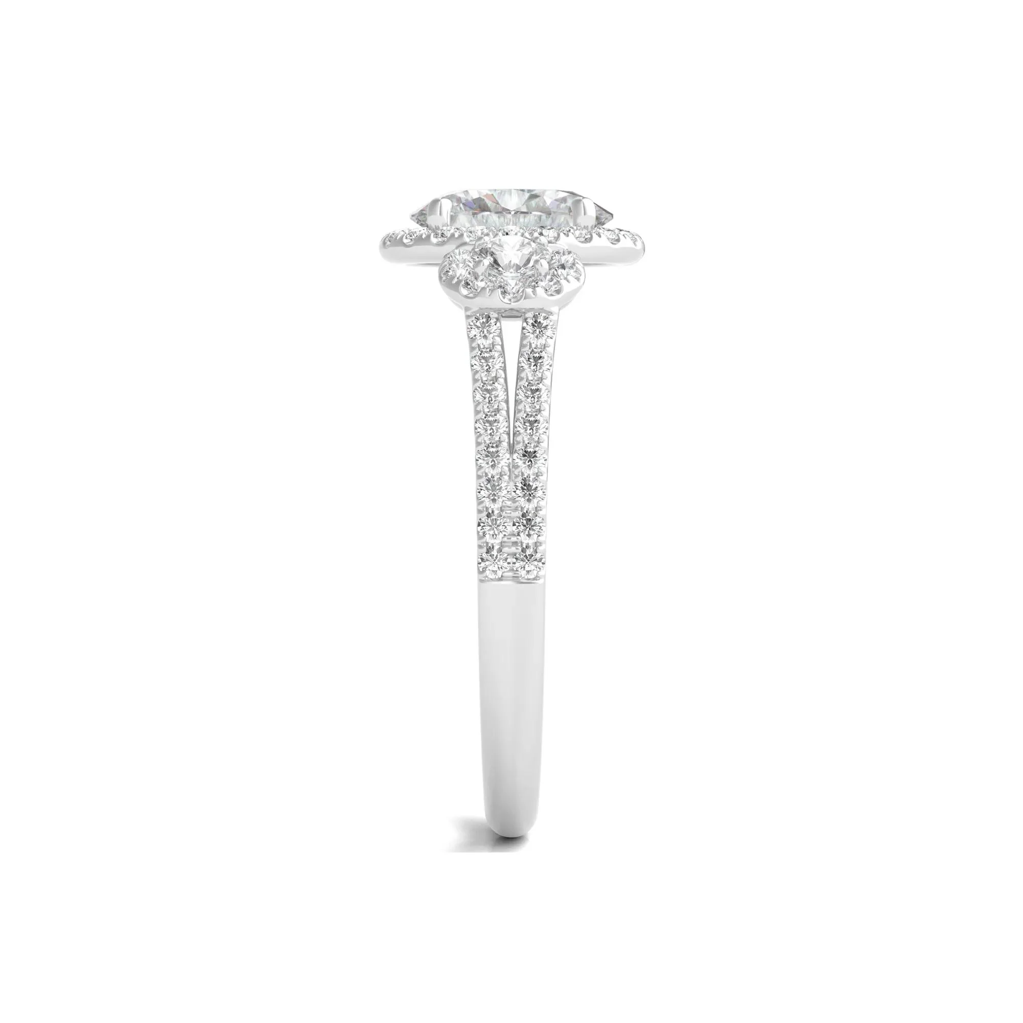 1 3/4 CT. Tw. Lab Grown Diamond Oval-Shaped Engagement Ring 14K White Gold Round Brilliant Cut Size 6.5 - Image 3