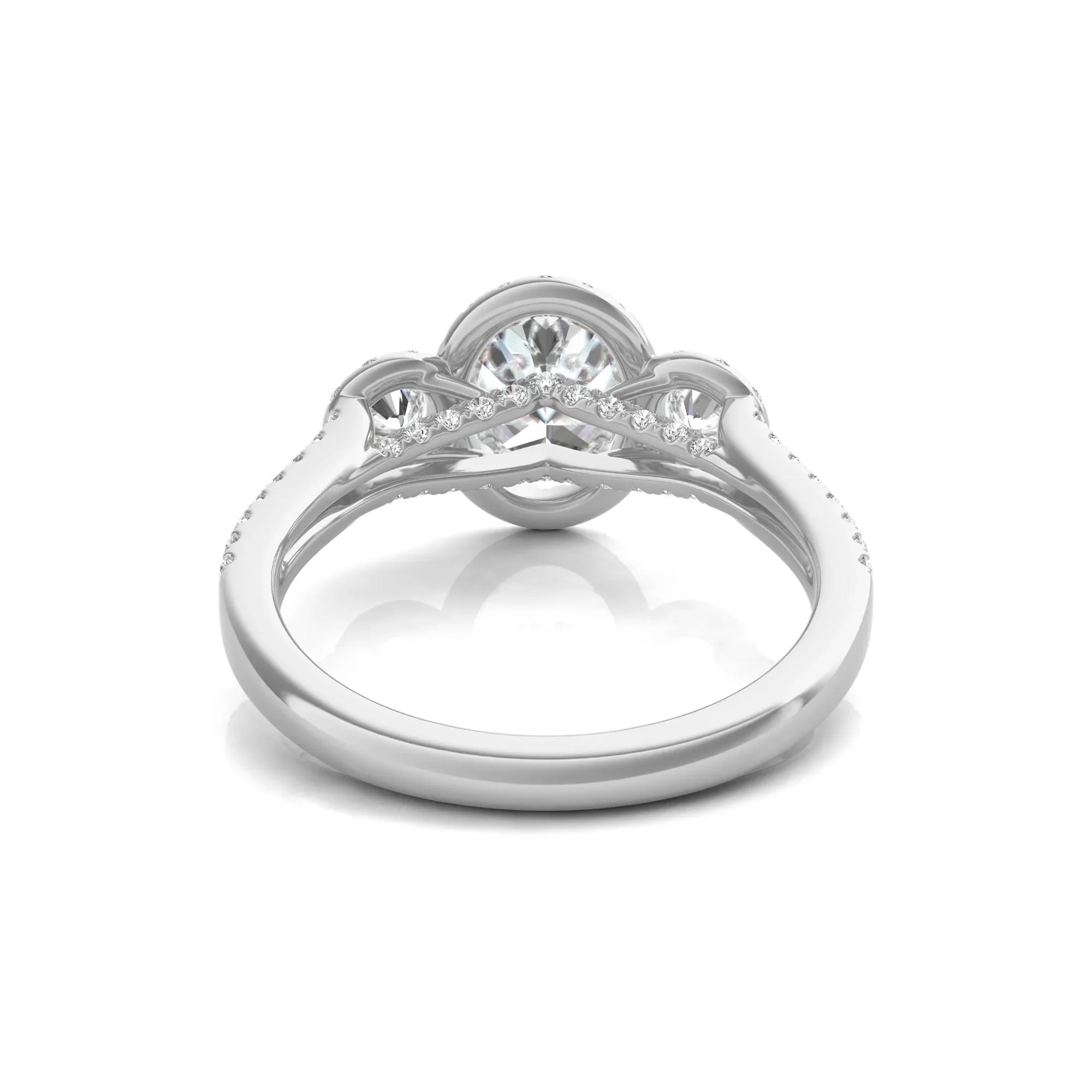 1 3/4 CT. Tw. Lab Grown Diamond Oval-Shaped Engagement Ring 14K White Gold Round Brilliant Cut Size 8 - Image 4