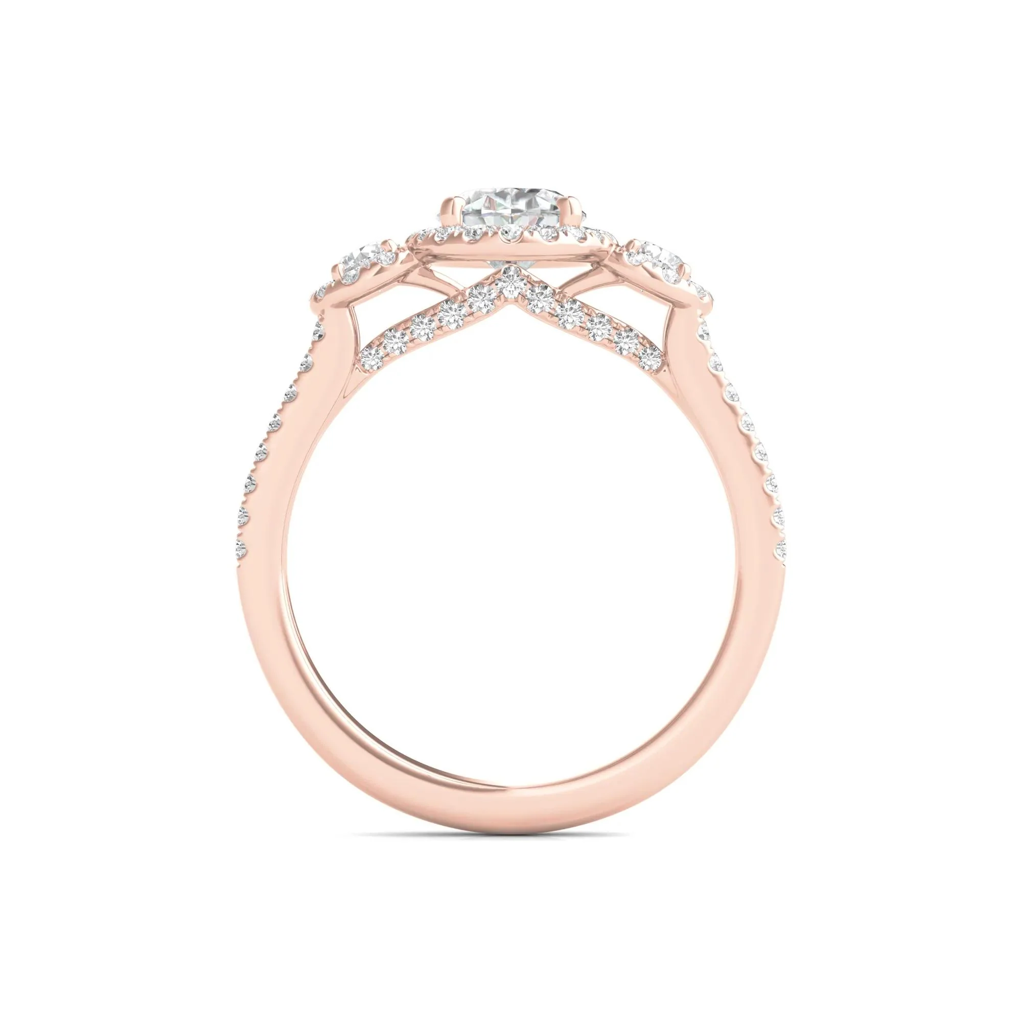 1 3/4 CT. Tw. Lab Grown Diamond Oval-Shaped Engagement Ring 14K Rose Gold Round Brilliant Cut Size 5 - Image 2