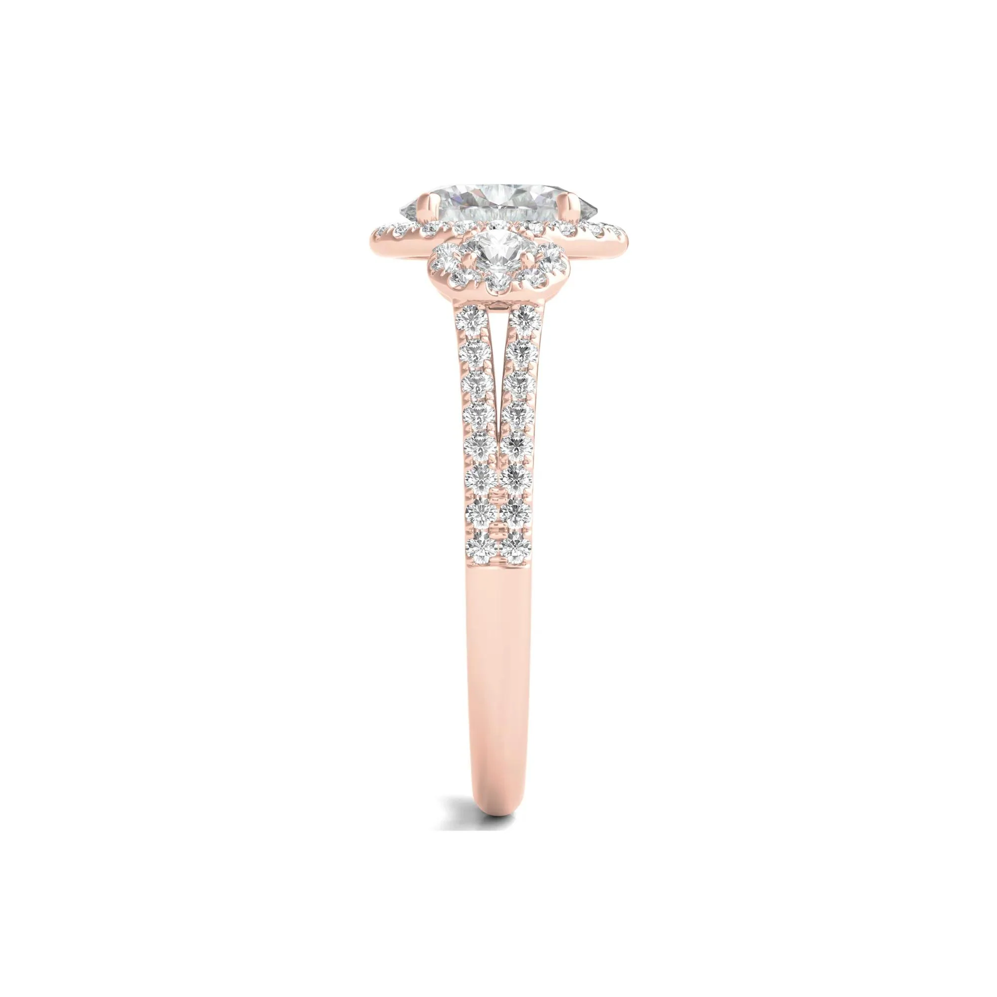 1 3/4 CT. Tw. Lab Grown Diamond Oval-Shaped Engagement Ring 14K Rose Gold Round Brilliant Cut Size 9 - Image 3