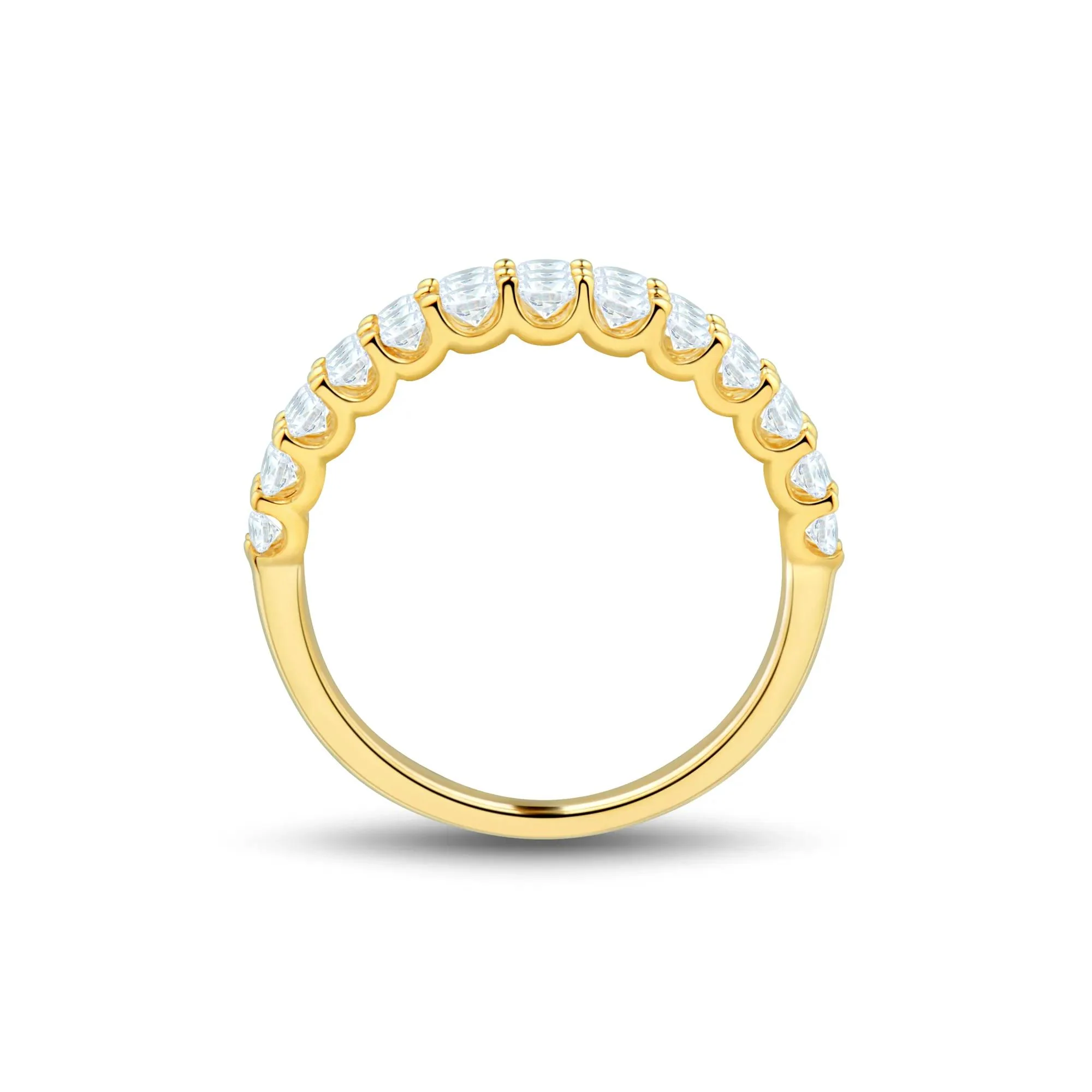 1 CT. Tw. Lab Grown Diamond Multi-Row Band Ring 10K Yellow Gold Round Brilliant Cut Size 8.5 1mm - Image 2
