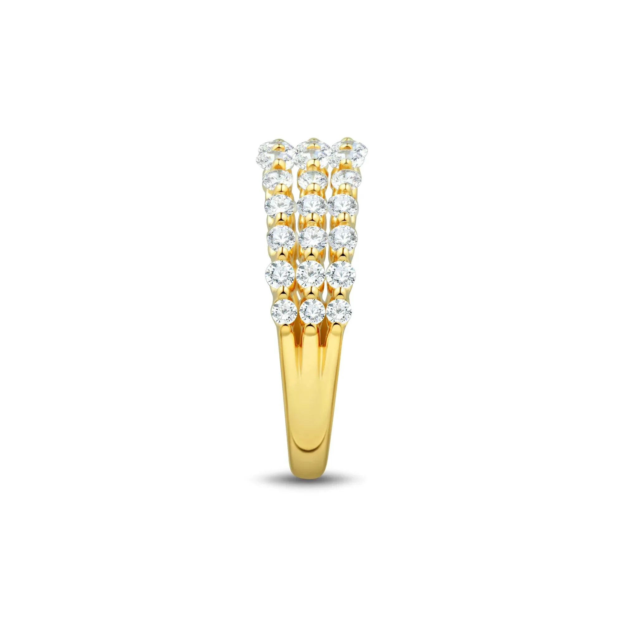 1 CT. Tw. Lab Grown Diamond Multi-Row Band Ring 10K Yellow Gold Round Brilliant Cut Size 9 1mm - Image 3