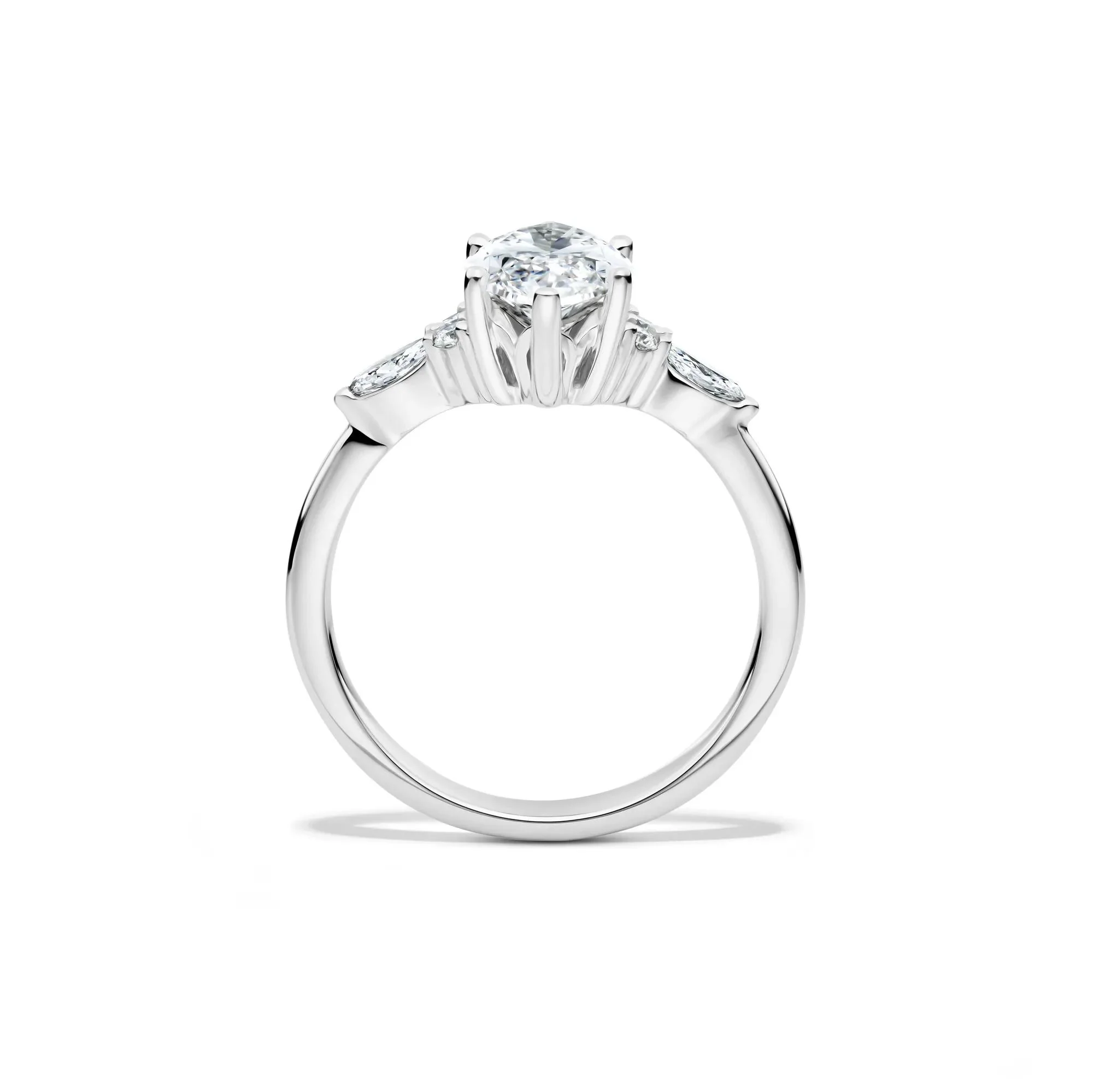 2 1/4 CT. Tw. Lab Grown Diamond Marquise-Cut Engagement Ring 14K White Gold Round Brilliant Cut Size 5 1mm - Image 2