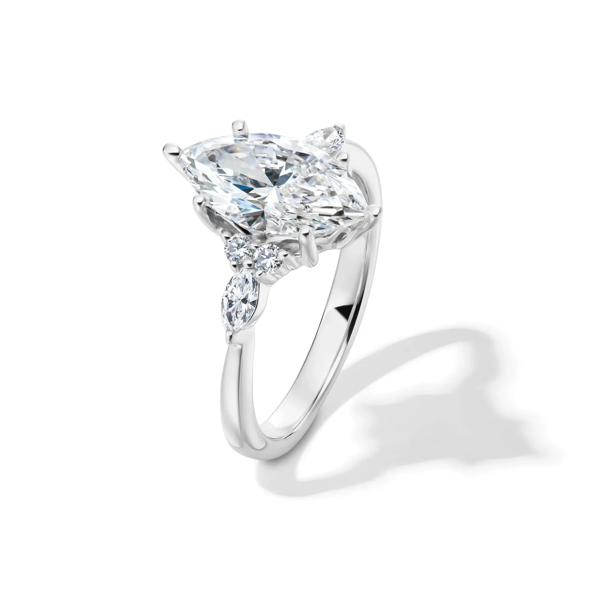 2 1/4 CT. Tw. Lab Grown Diamond Marquise-Cut Engagement Ring 14K White Gold Round Brilliant Cut Size 5.5 1mm - Image 4