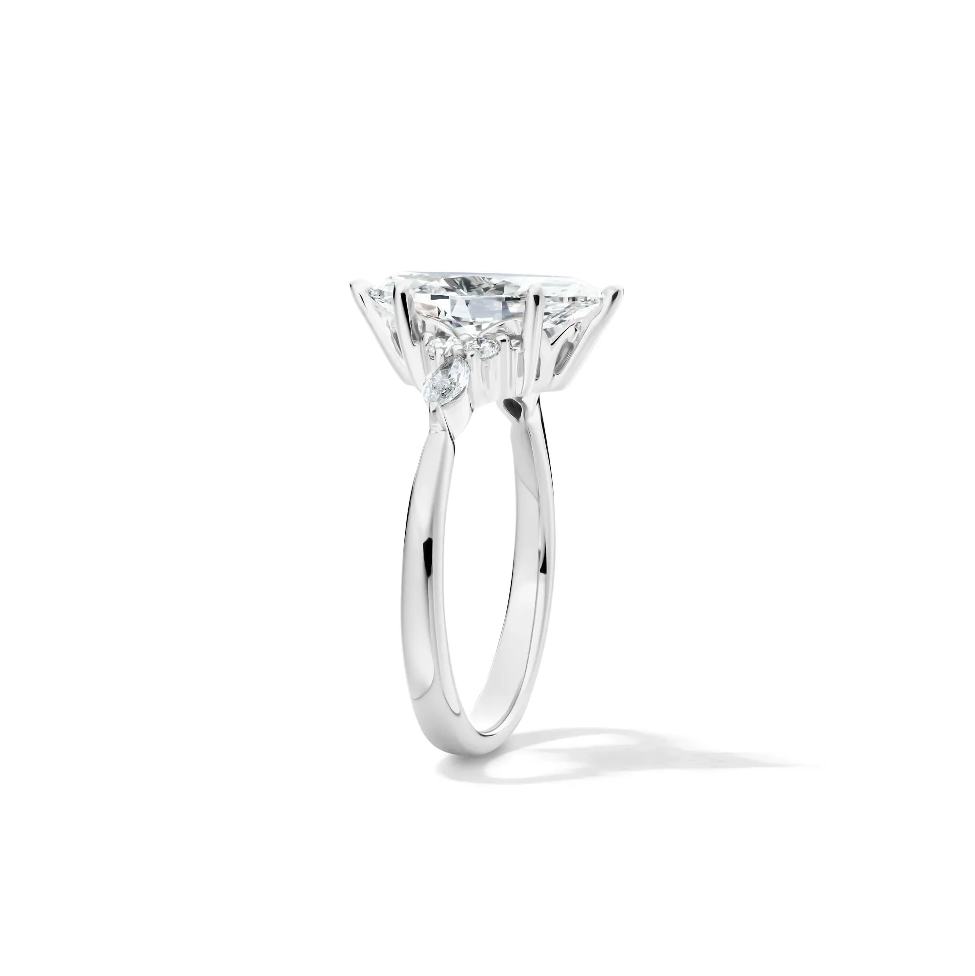2 1/4 CT. Tw. Lab Grown Diamond Marquise-Cut Engagement Ring 14K White Gold Round Brilliant Cut Size 7 1mm - Image 3