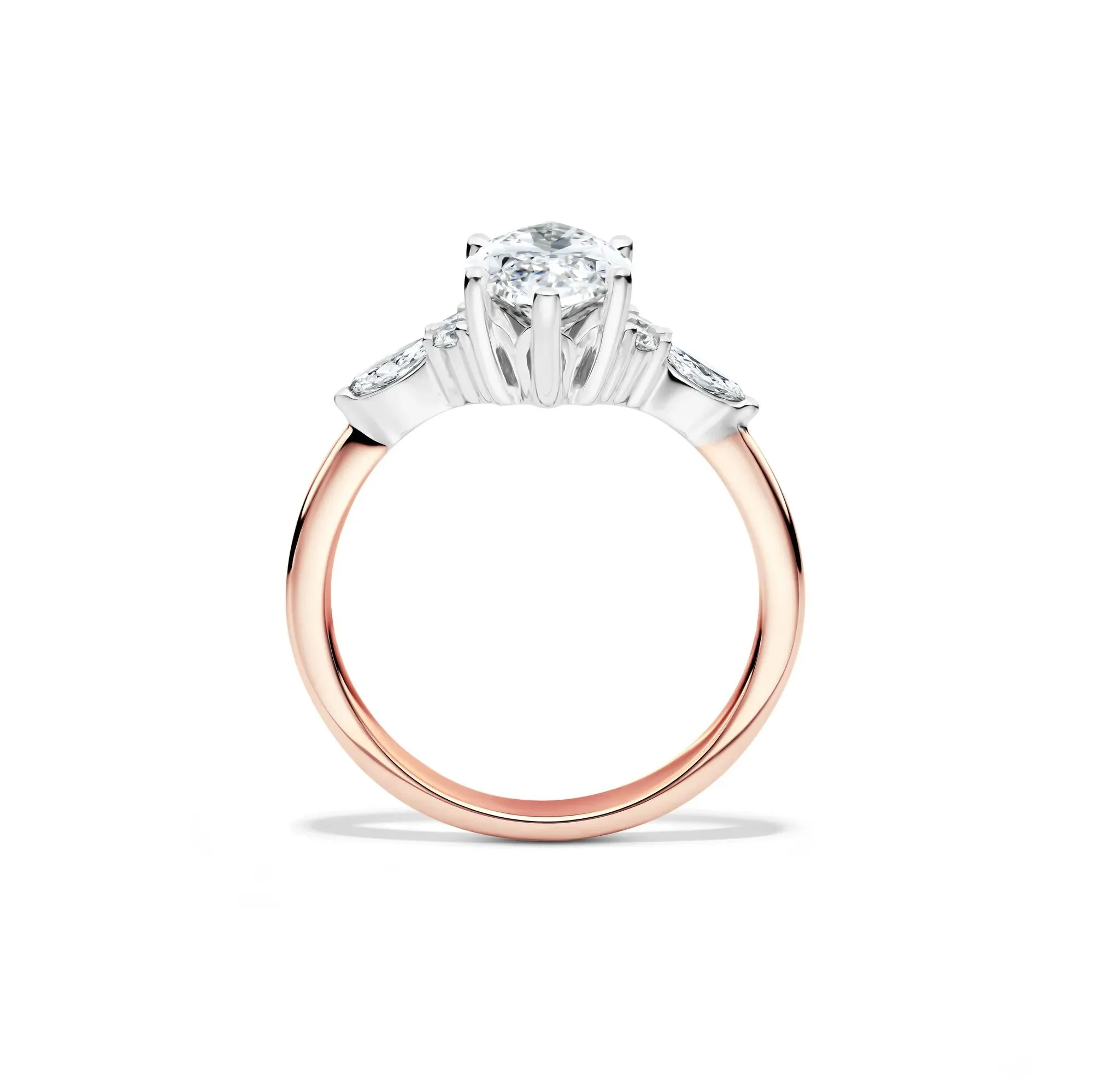 2 1/4 CT. Tw. Lab Grown Diamond Marquise-Cut Engagement Ring 14K Rose and White Gold Size 6 1mm - Image 2