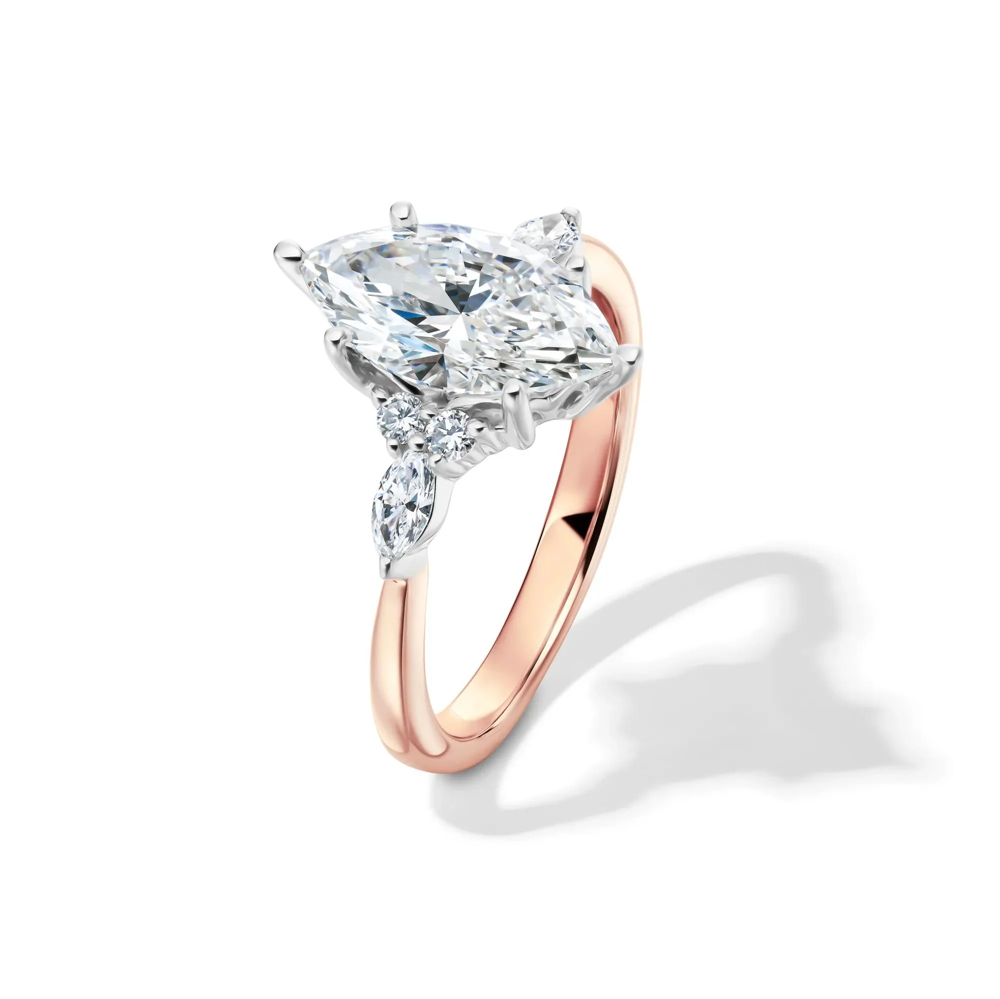 2 1/4 CT. Tw. Lab Grown Diamond Marquise-Cut Engagement Ring 14K Rose and White Gold Size 6 1mm - Image 4