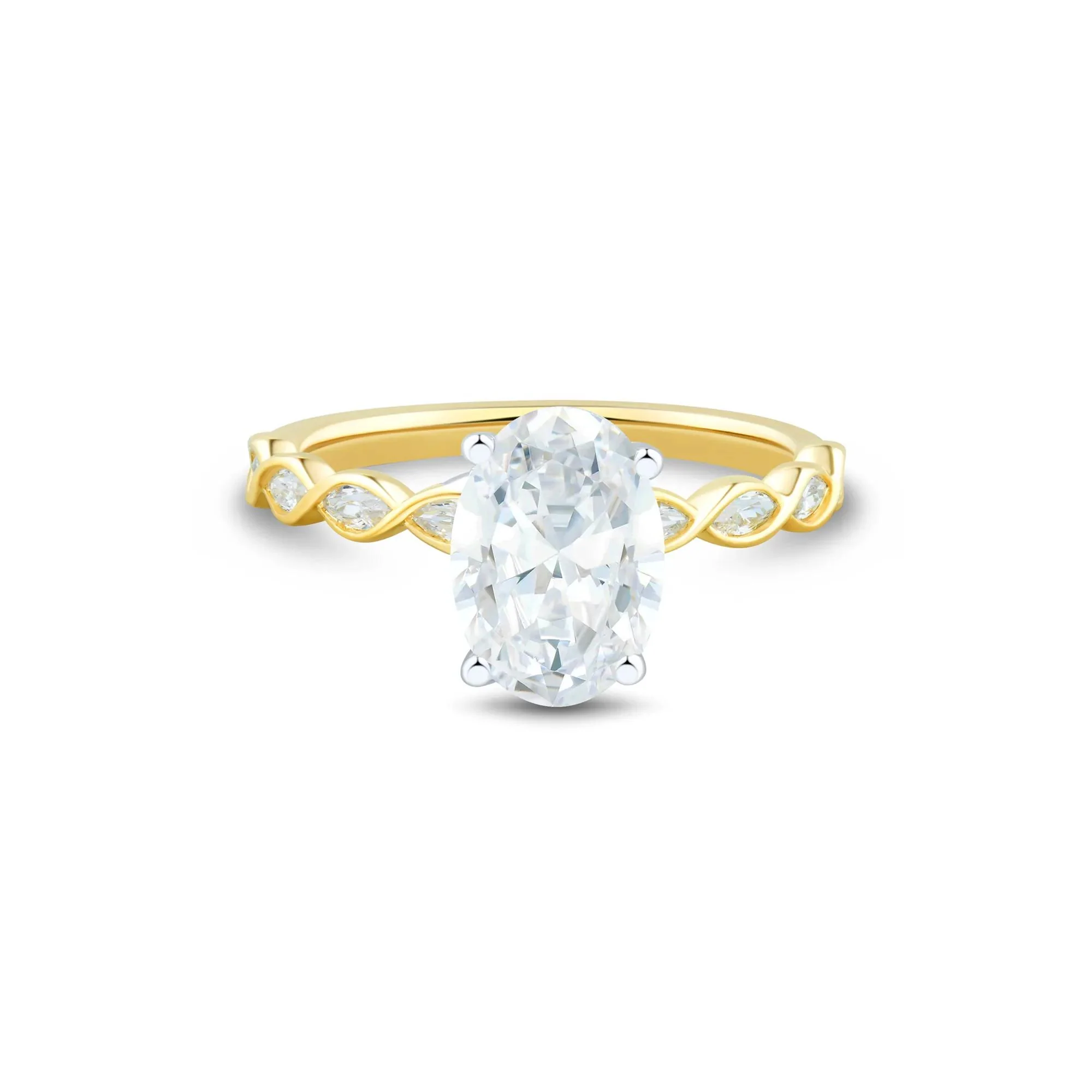1/2 CT. Tw. Lab Grown Diamond Oval Shaped Engagement Ring 14K White & Yellow Gold (2-) Size 10 1mm