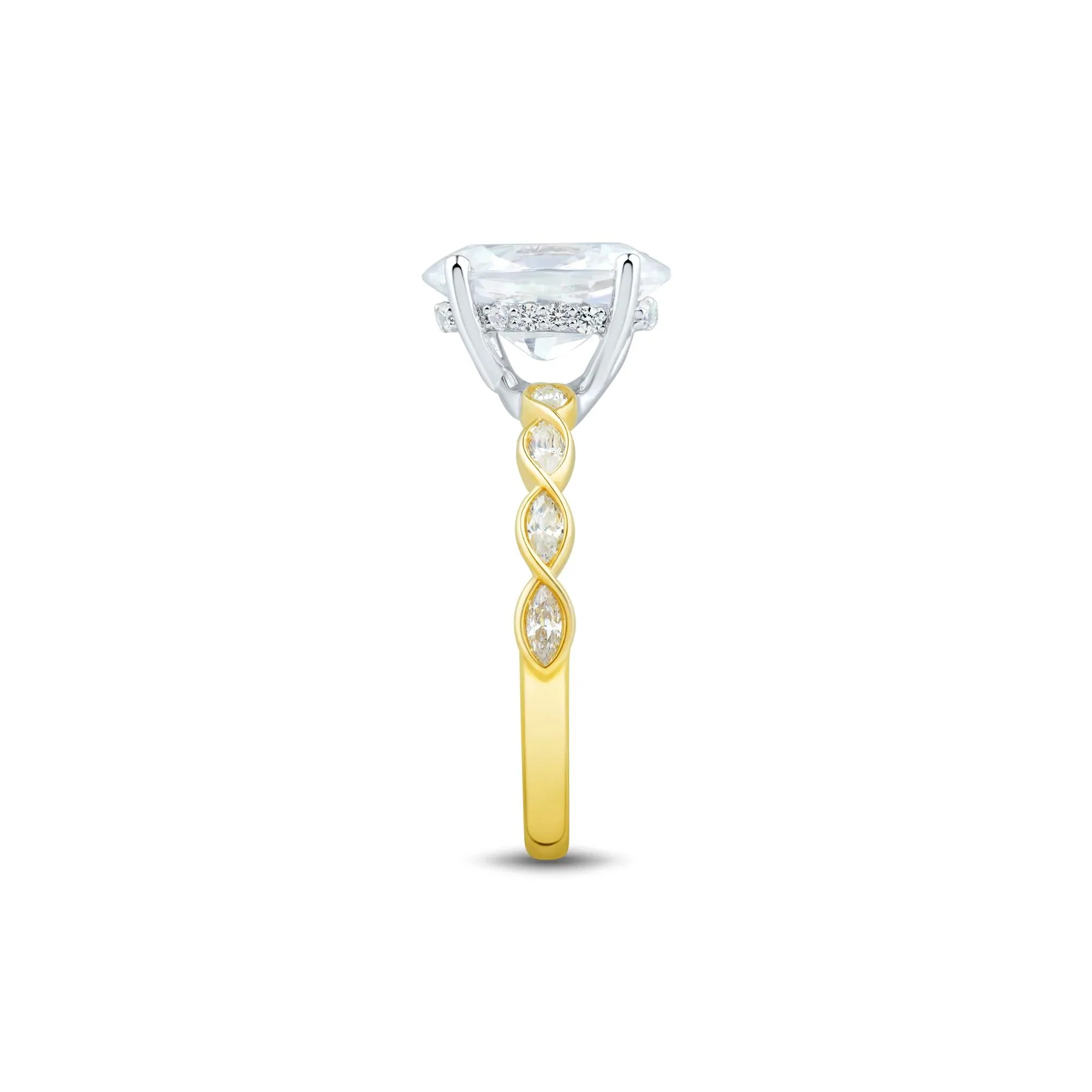 1/2 CT. Tw. Lab Grown Diamond Oval Shaped Engagement Ring 14K White & Yellow Gold (2-) Size 10 1mm - Image 3