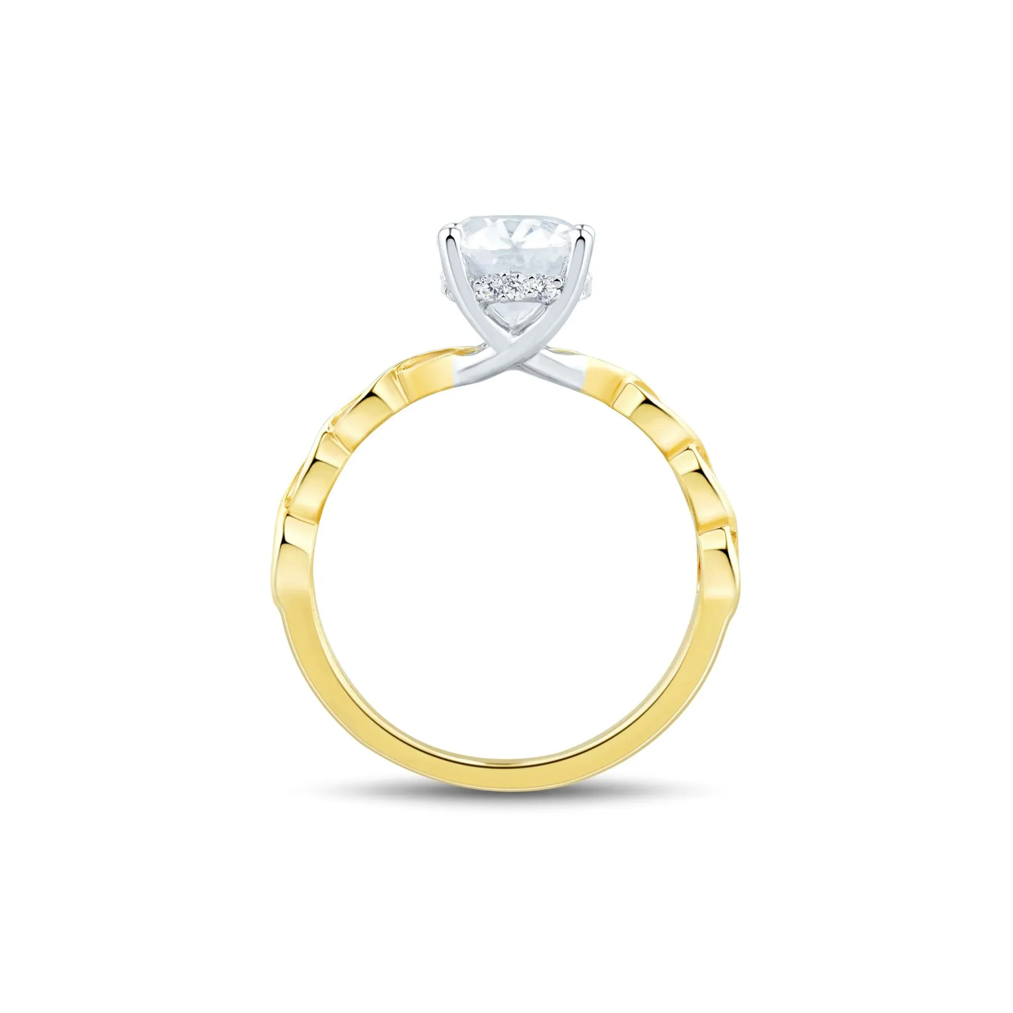 1/2 CT. Tw. Lab Grown Diamond Oval Shaped Engagement Ring 14K White & Yellow Gold (2-) Size 6.5 1mm - Image 2