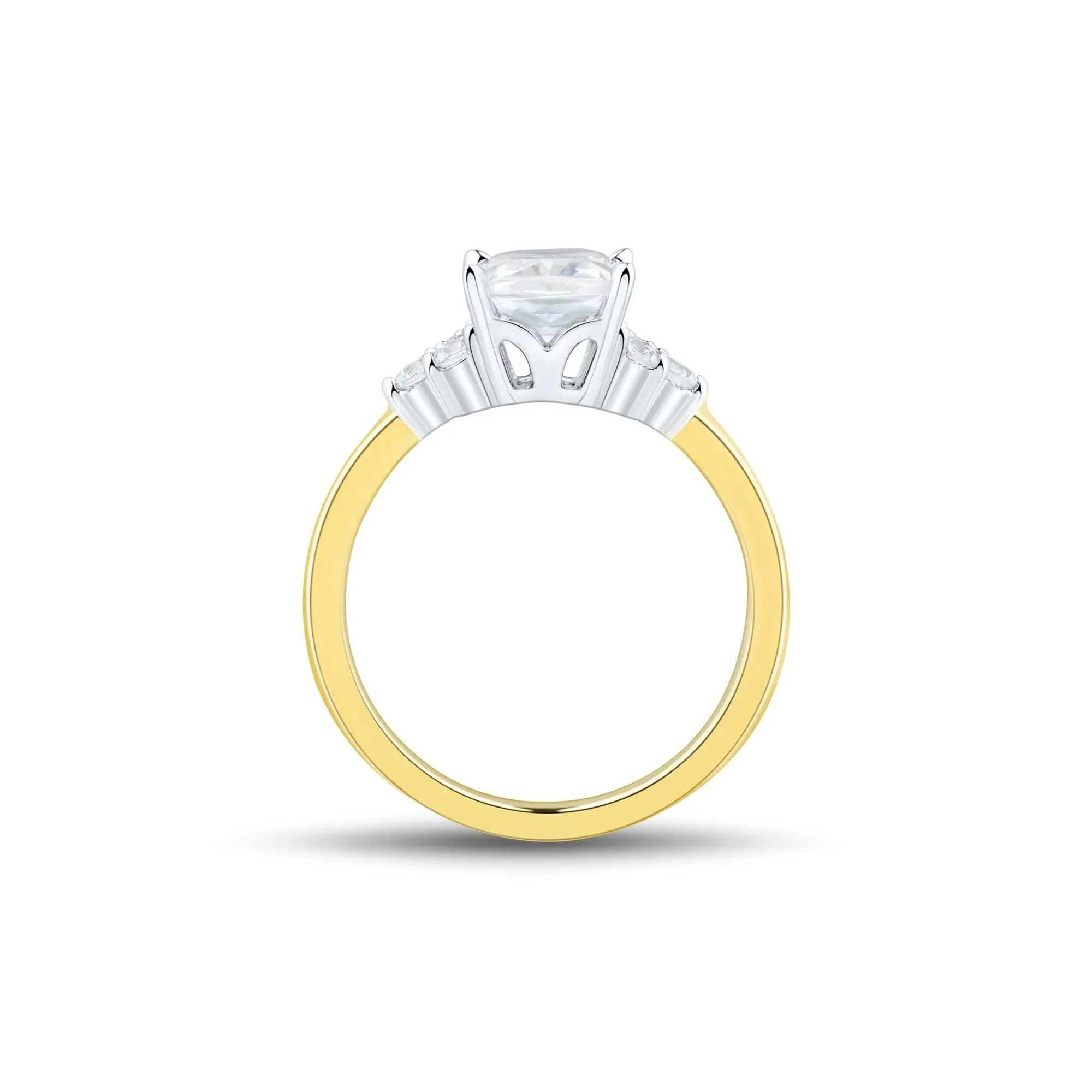 2 1/4 CT. Tw. Lab Grown Diamond Radiant-Cut and Round Engagement Ring 14K Yellow and White Gold Size 10 1.5mm - Image 2