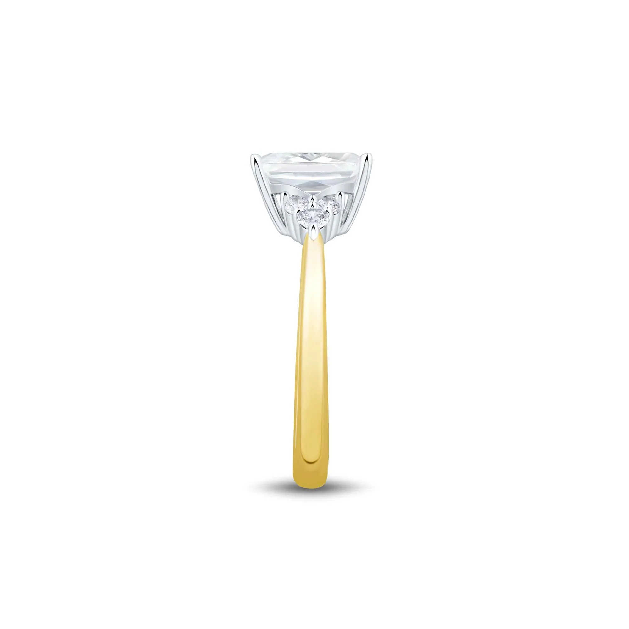 2 1/4 CT. Tw. Lab Grown Diamond Radiant-Cut and Round Engagement Ring 14K Yellow and White Gold Size 7 1.5mm - Image 3