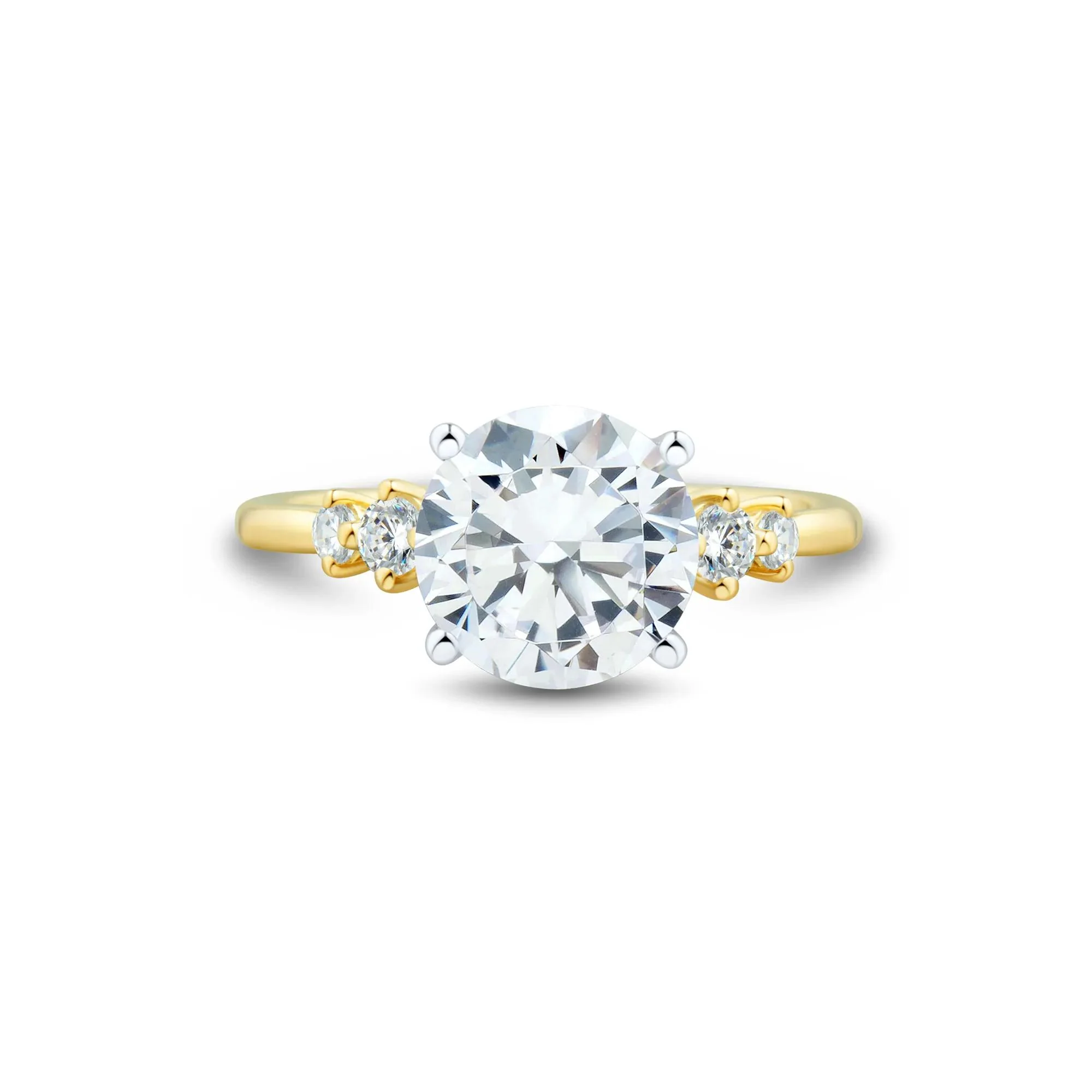 2 3/4 CT. Tw. Lab Grown Diamond Round Center Engagement Ring 14K Yellow and White Gold Size 6 1.5mm