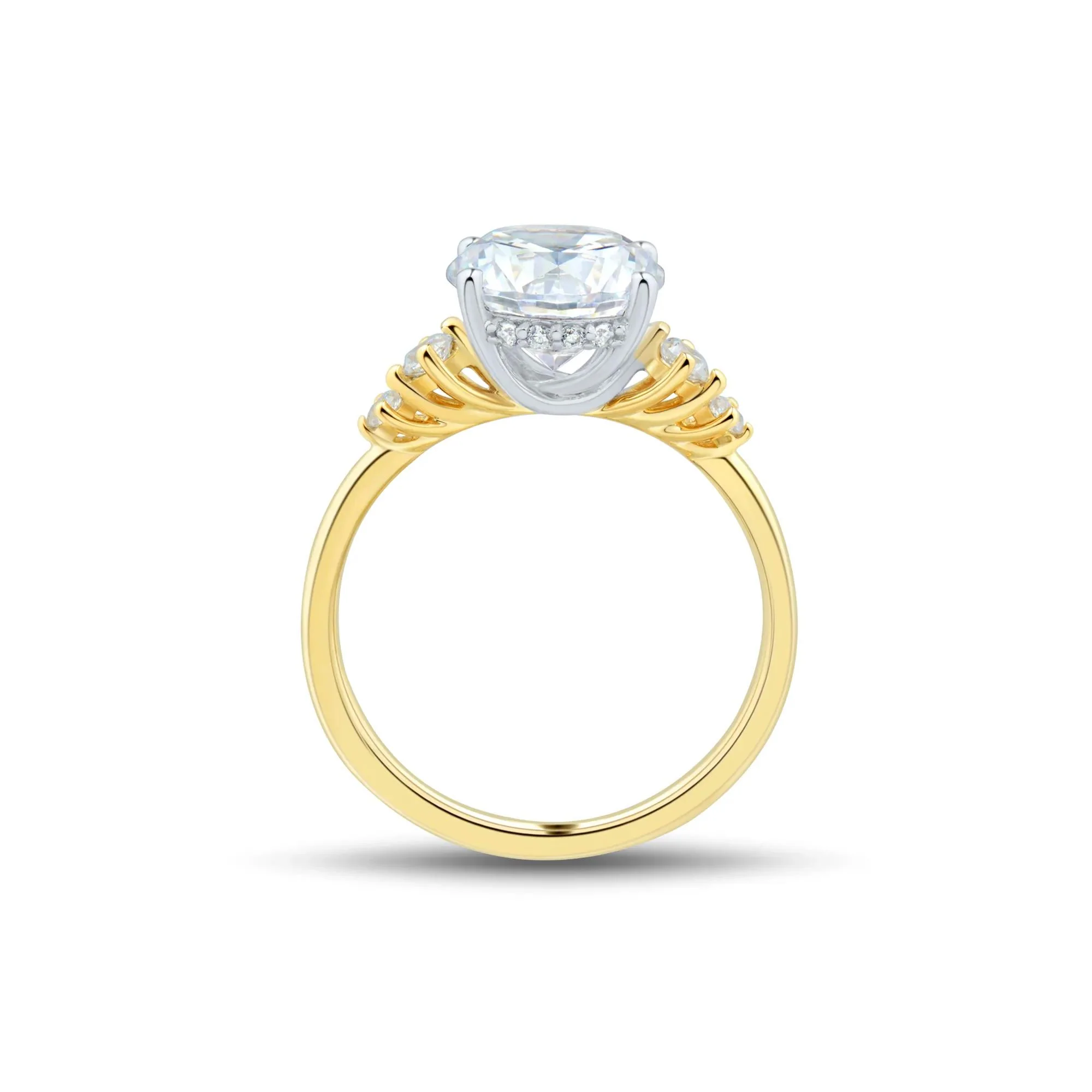 2 3/4 CT. Tw. Lab Grown Diamond Round Center Engagement Ring 14K Yellow and White Gold Size 7 1.5mm - Image 2