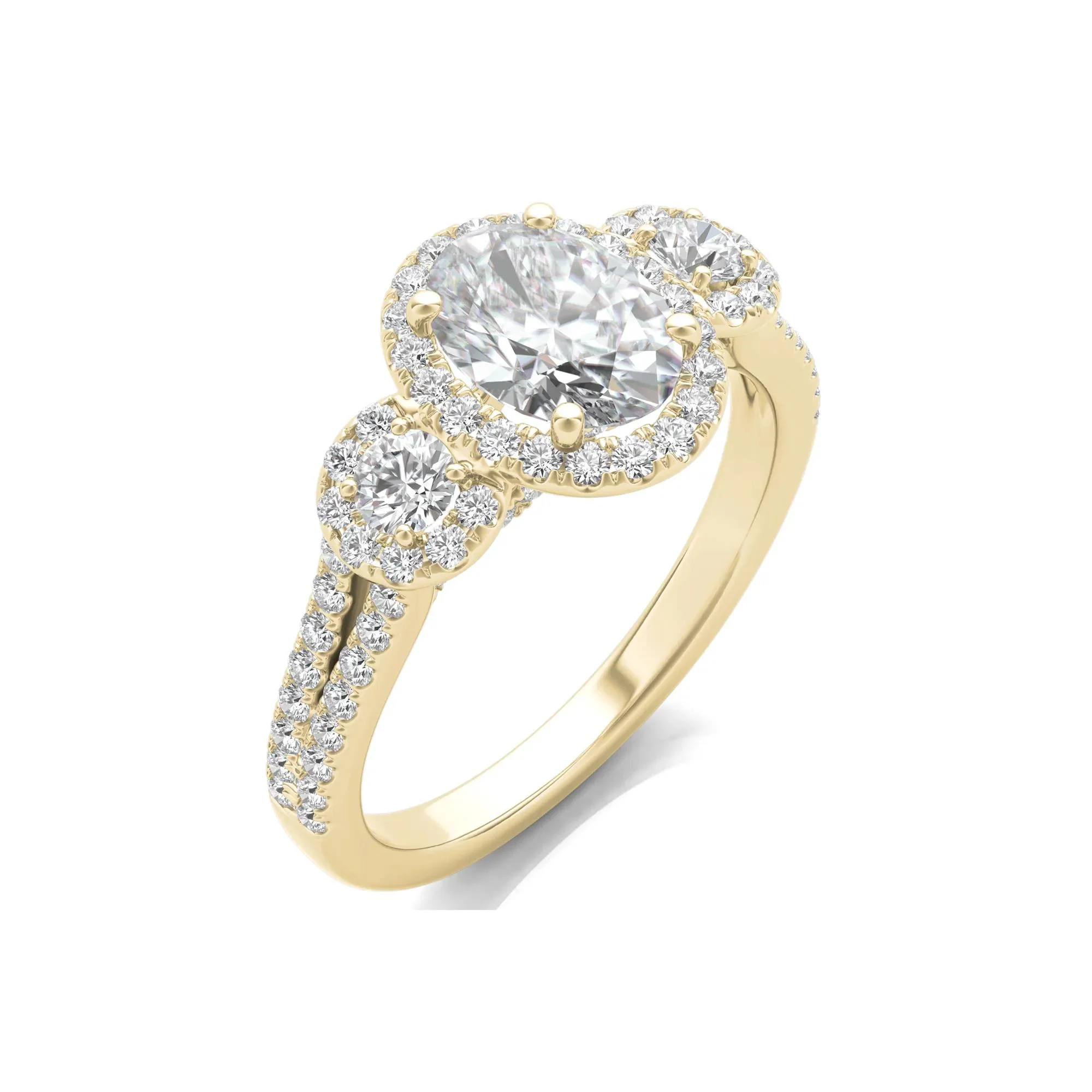 1 3/4 CT. Tw. Lab Grown Diamond Oval-Shaped Engagement Ring 14K Yellow Gold Round Brilliant Cut Size 8 - Image 5