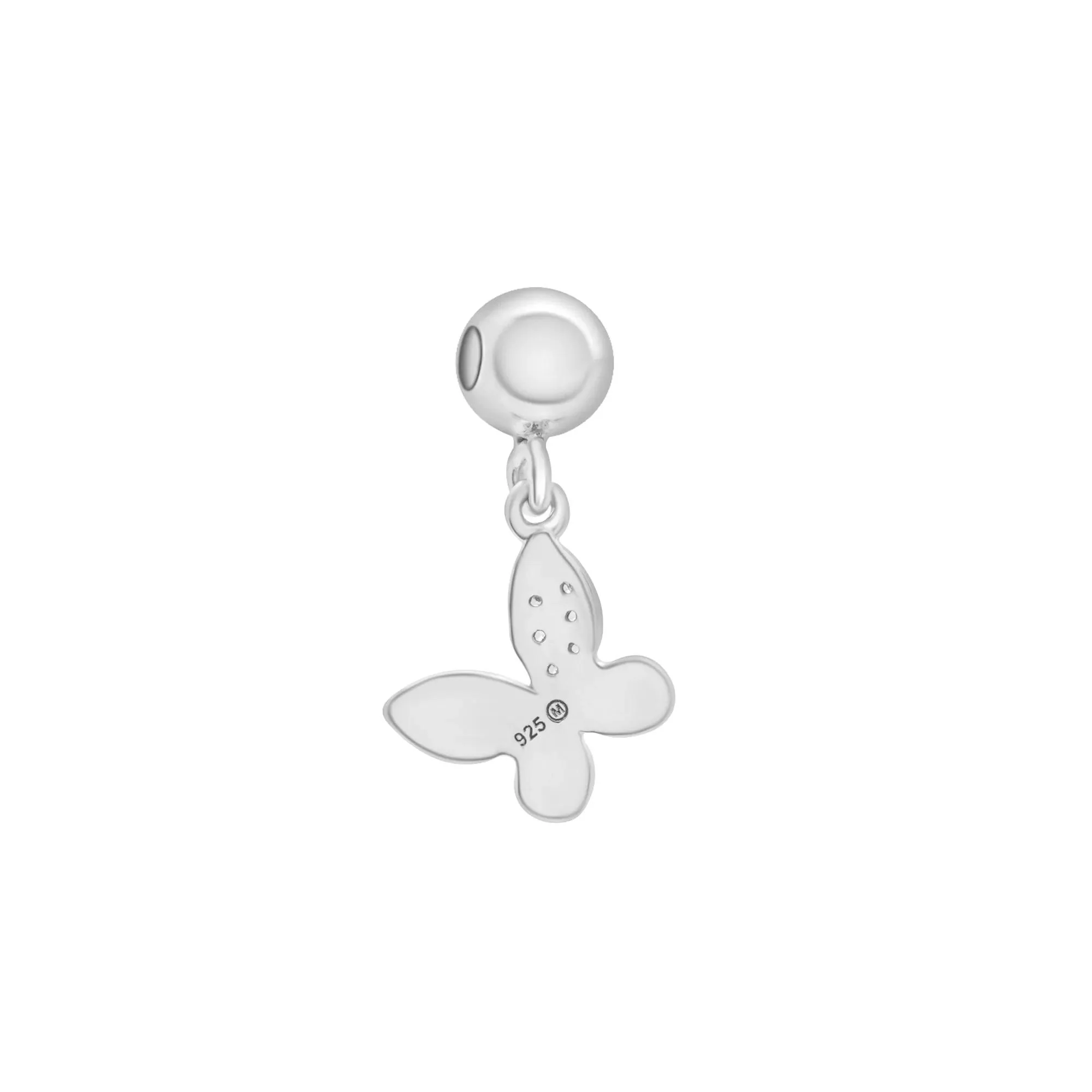 Diamond Accent Butterfly Bead Charm .925 Sterling Silver White Size 13.50mm - Image 7