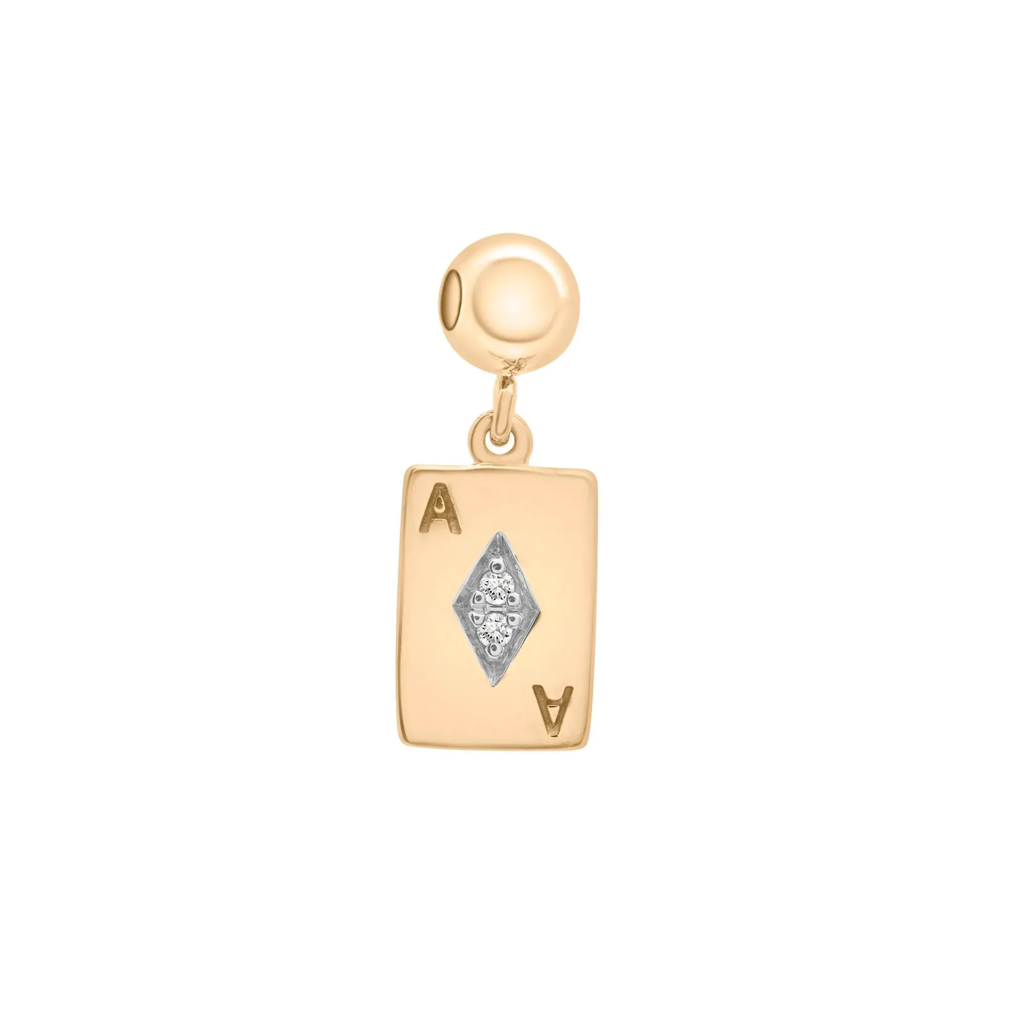 Diamond Accent Ace Card Bead Charm .925 Sterling Silver White Size 14.00mm - Image 3