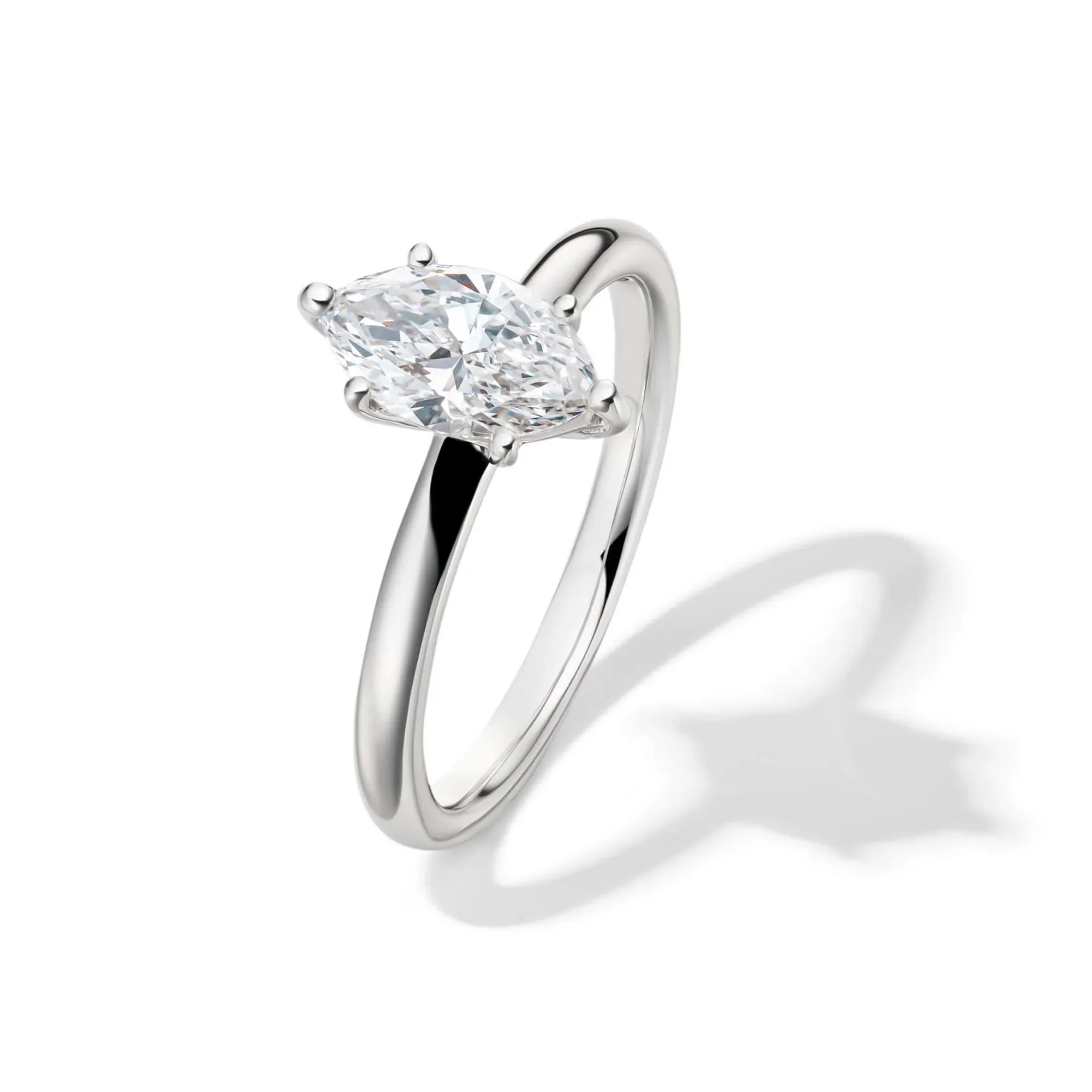 Lab Grown Diamond Marquise Engagement Ring Solitaire Platinum (1 CT.) White Size 8 2mm - Image 4