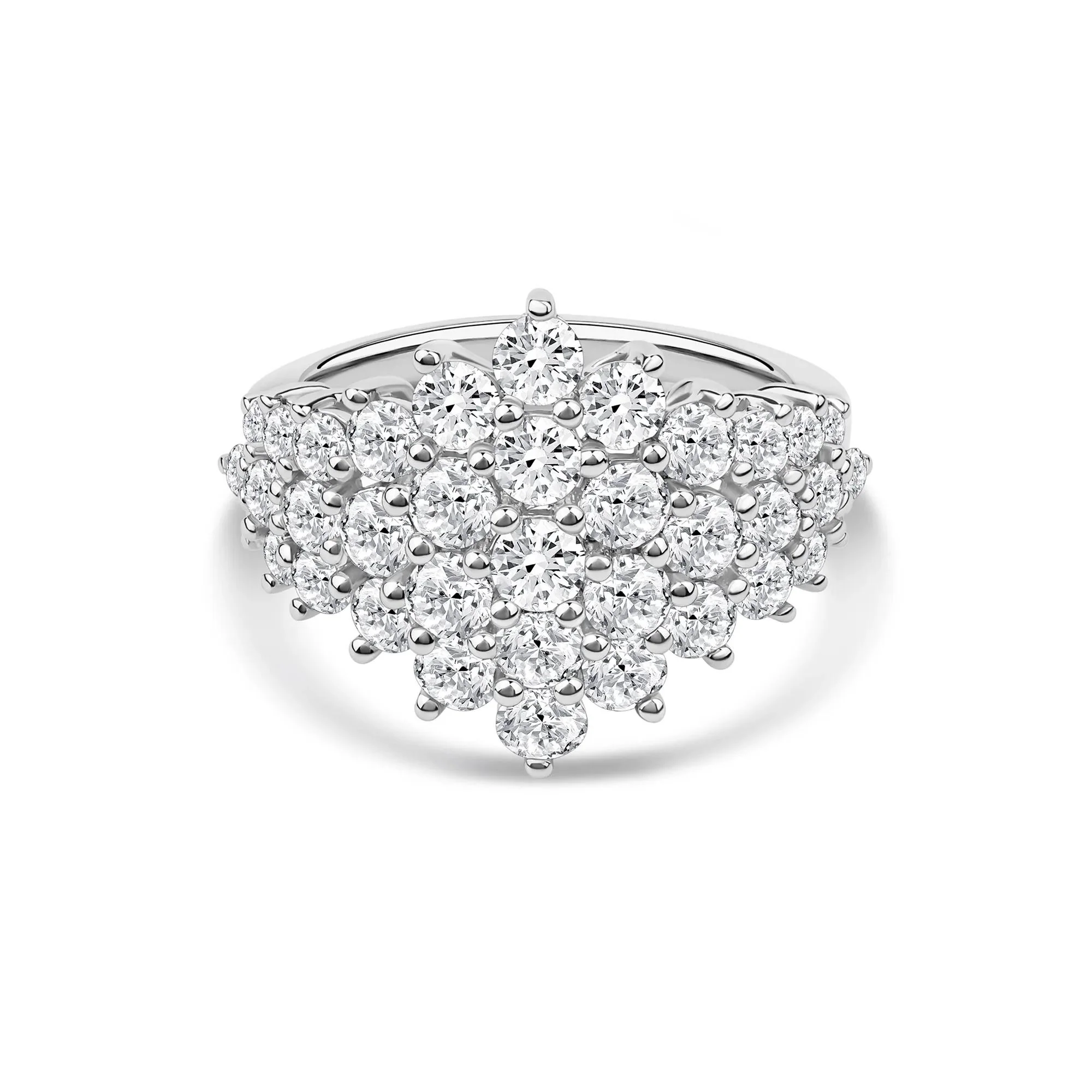 3 CT. Tw. Lab Grown Diamond Ring 14K White Gold Round Brilliant Cut Size 8.5 2mm