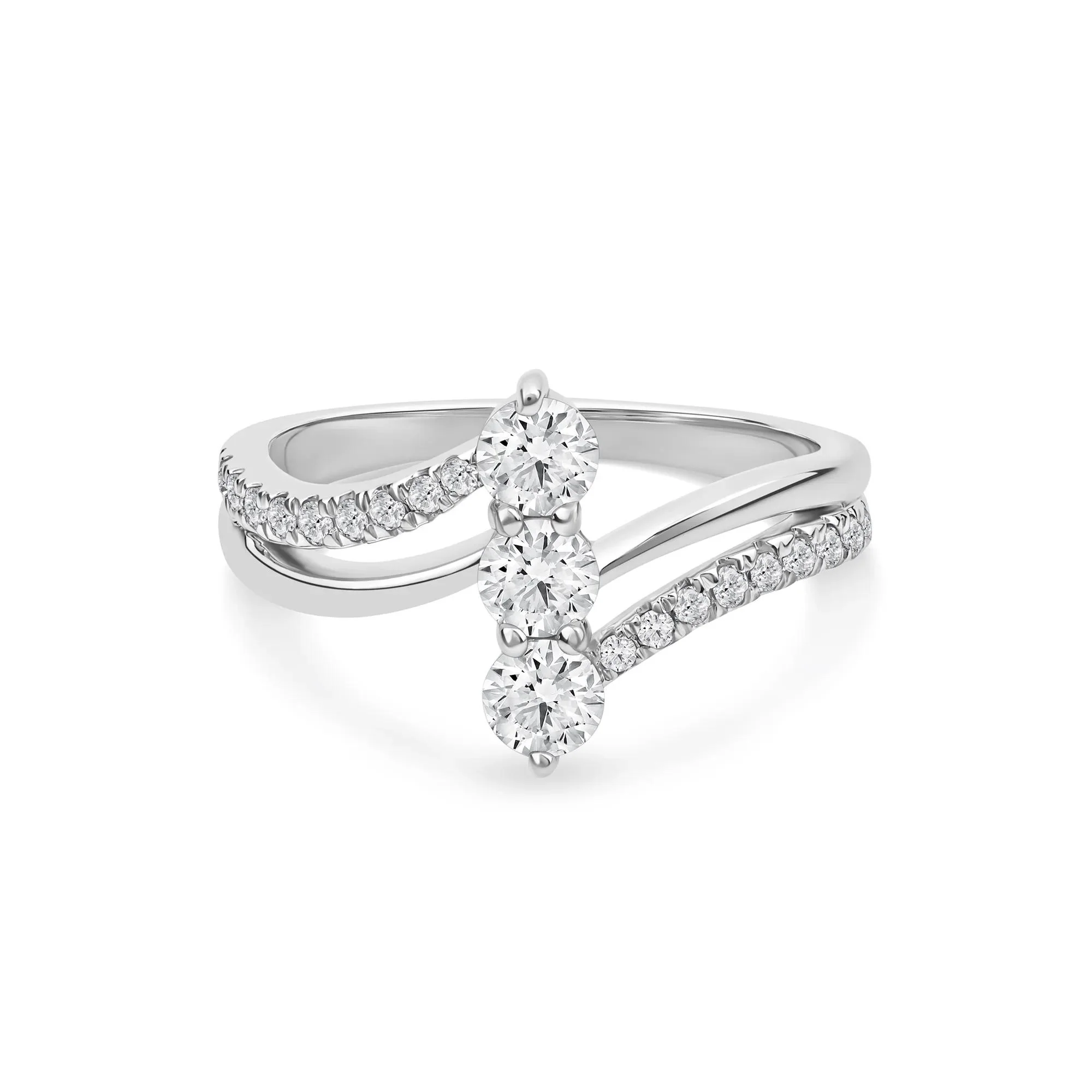 3/4 CT. Tw. Lab Grown Diamond Ring 10K White Gold Round Brilliant Cut Size 6.5 2mm