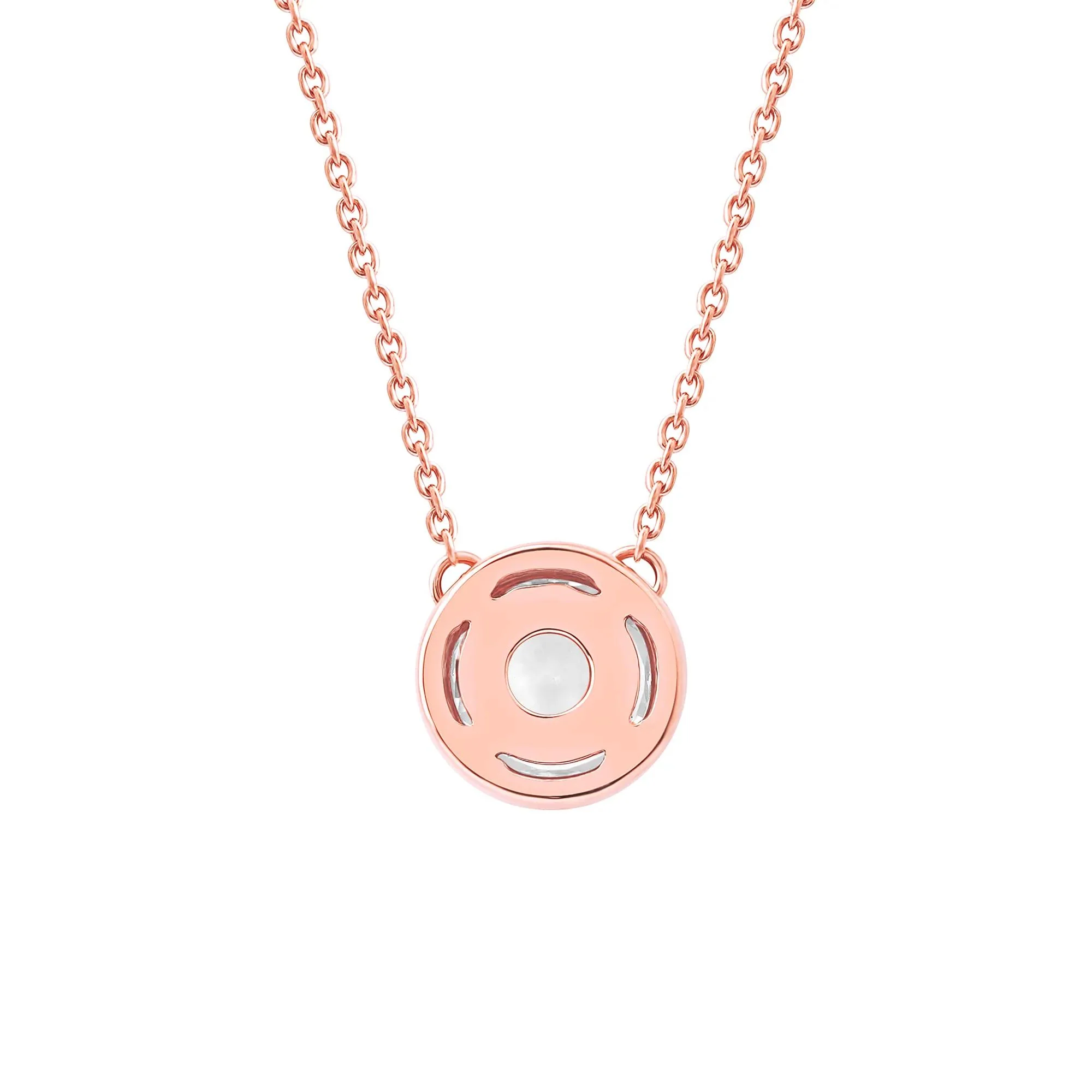1 CT. Tw. Lab Grown Diamond Round Solitaire Bezel Pendant Necklace 10K Rose Gold Size 18" - Image 3
