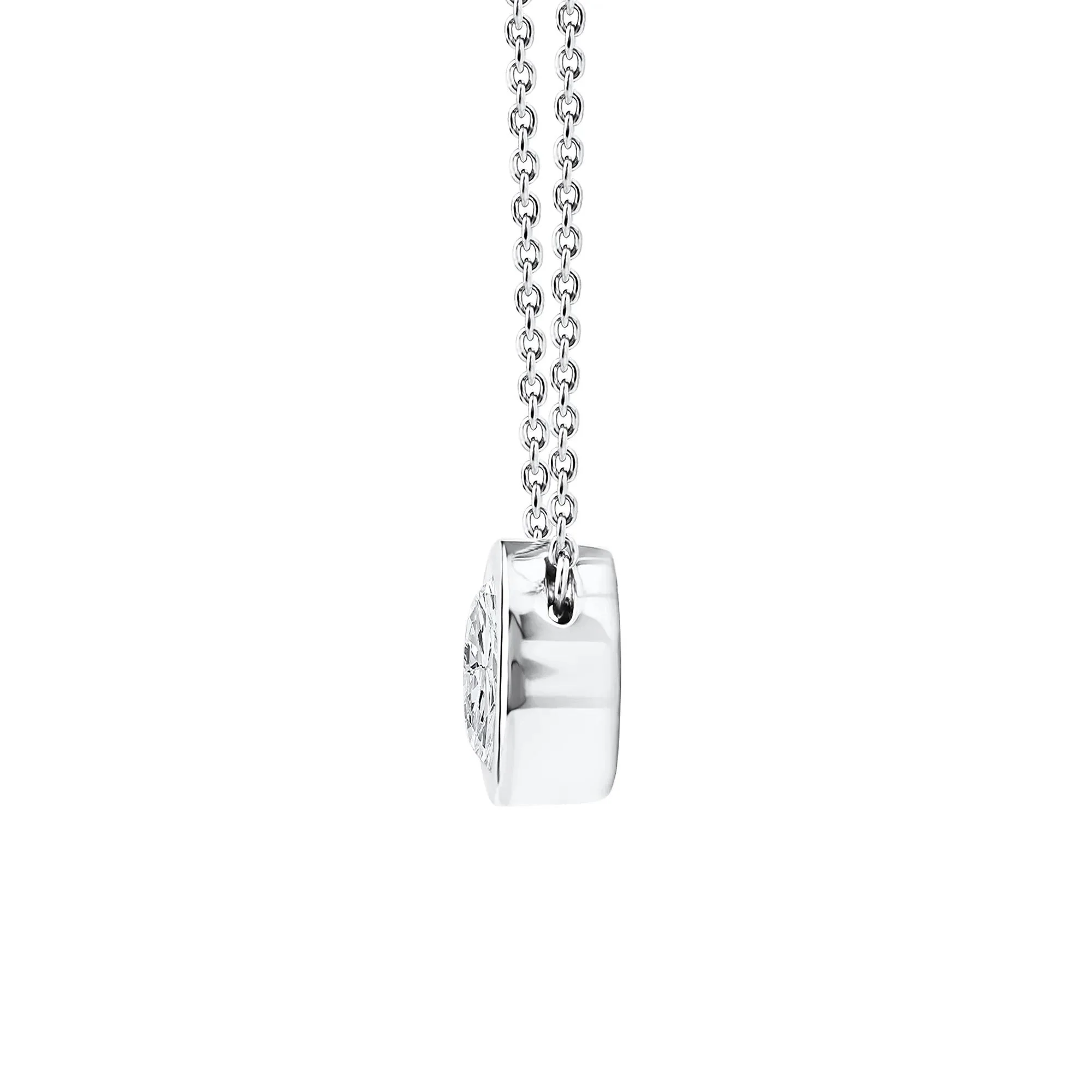 1 CT. Tw. Lab Grown Diamond Round Solitaire Bezel Pendant Necklace 10K White Gold Size 18" - Image 2
