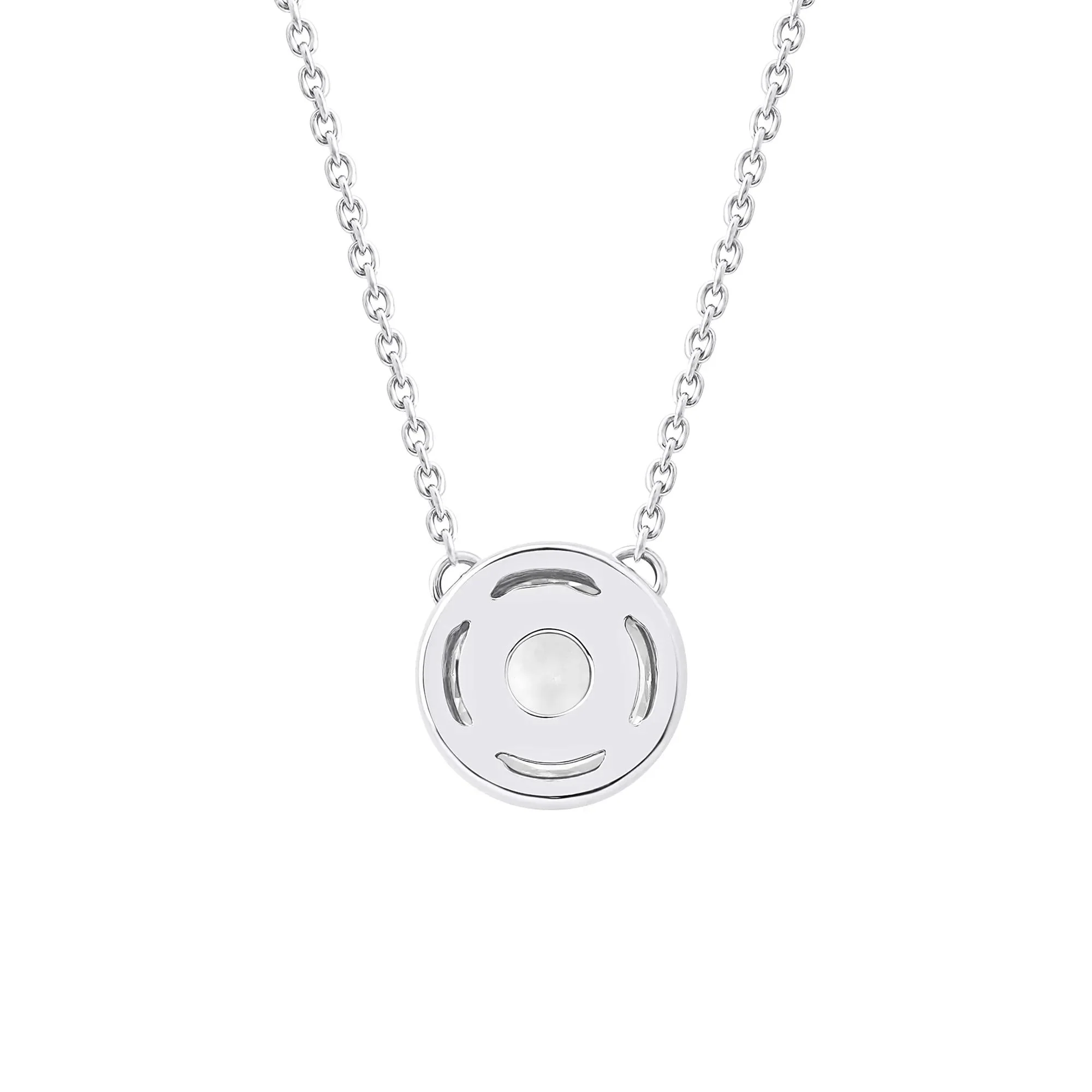 1 CT. Tw. Lab Grown Diamond Round Solitaire Bezel Pendant Necklace 10K White Gold Size 18" - Image 3