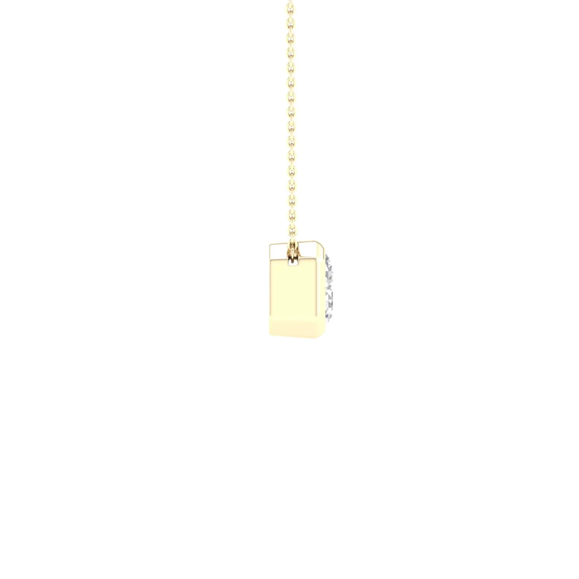 1 CT. Tw. Lab Grown Diamond Emerald-Cut Solitaire Bezel Pendant Necklace 10K Yellow Gold Size 18" - Image 3