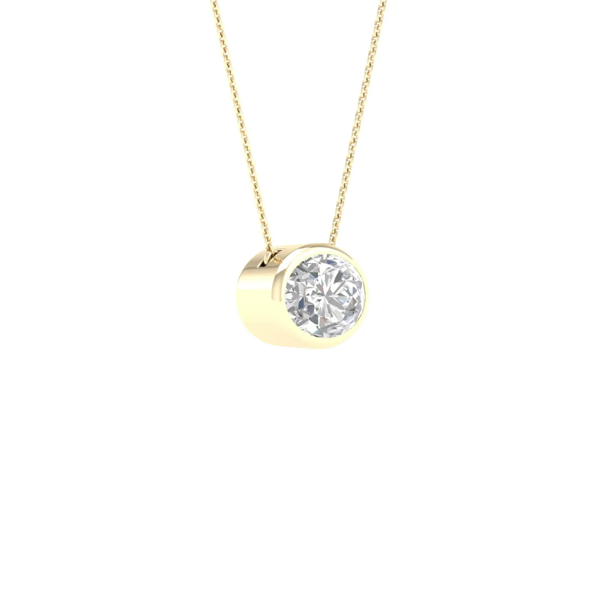 1 CT. Tw. Lab Grown Diamond Oval-Shaped Solitaire Bezel Pendant Necklace 10K Yellow Gold Size 18" - Image 2
