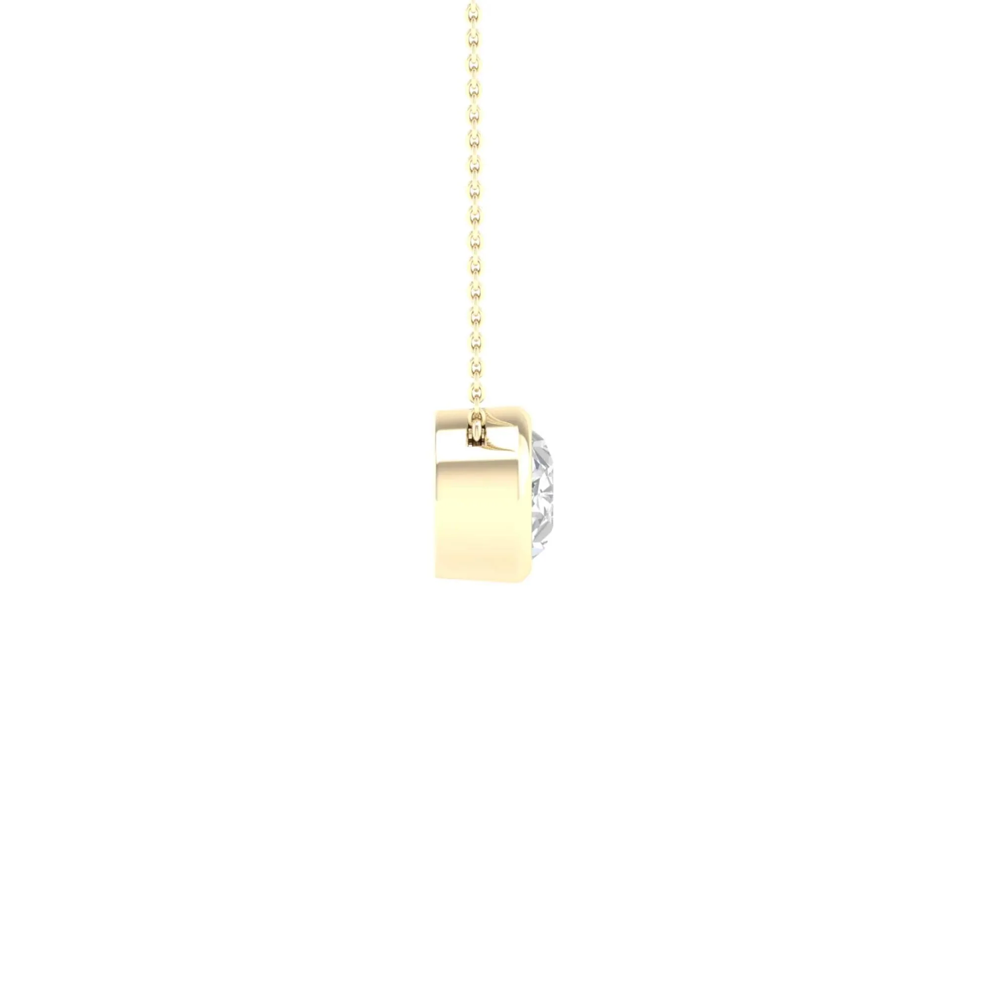 1 CT. Tw. Lab Grown Diamond Oval-Shaped Solitaire Bezel Pendant Necklace 10K Yellow Gold Size 18" - Image 3