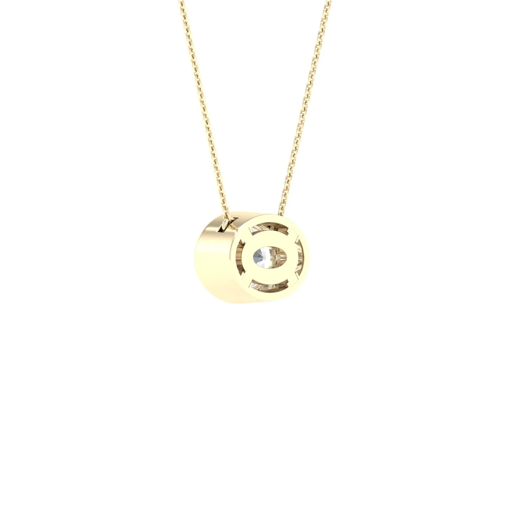 1 CT. Tw. Lab Grown Diamond Oval-Shaped Solitaire Bezel Pendant Necklace 10K Yellow Gold Size 18" - Image 4