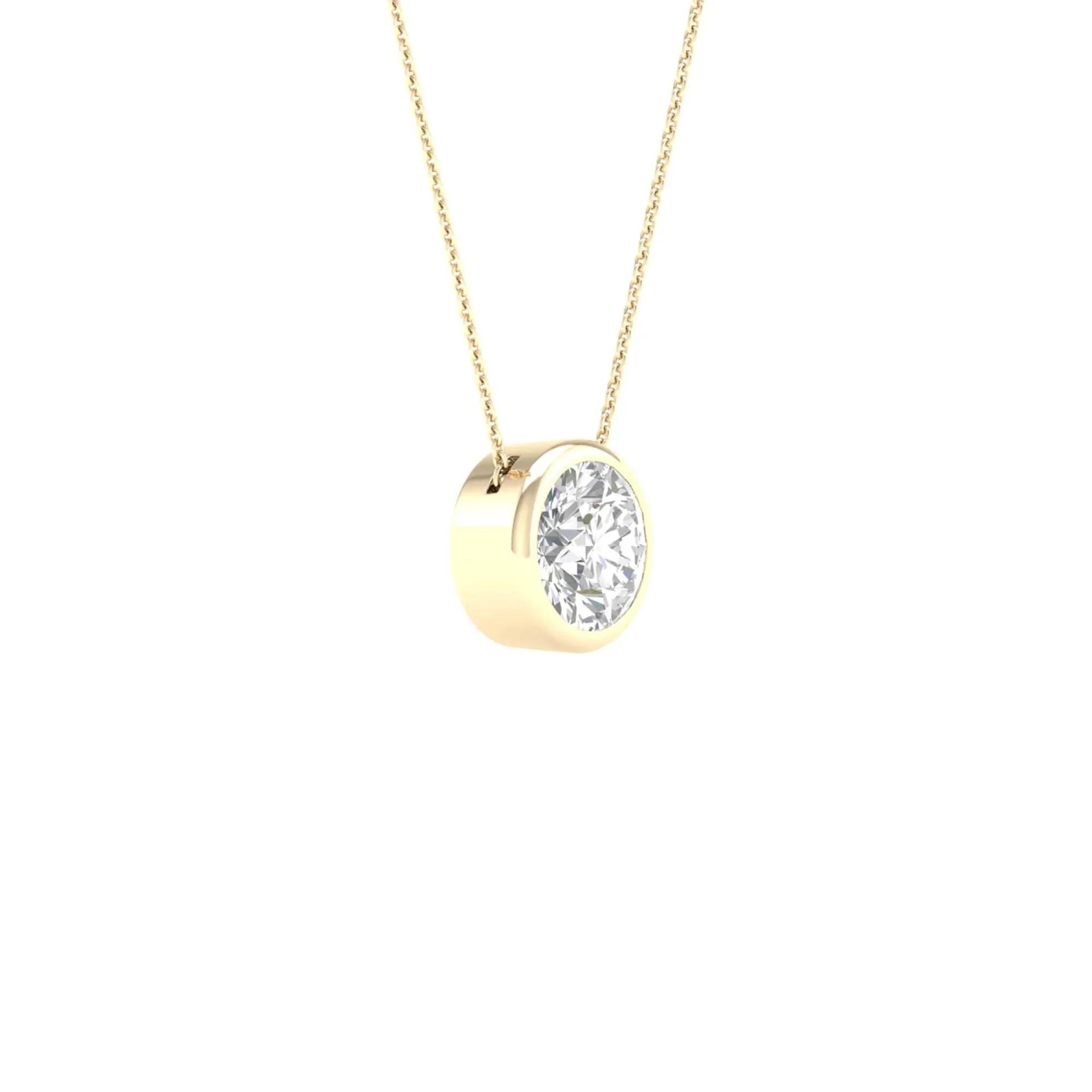 1 CT. Tw. Lab Grown Diamond Round Solitaire Bezel Pendant Necklace 10K Yellow Gold Size 18" - Image 2