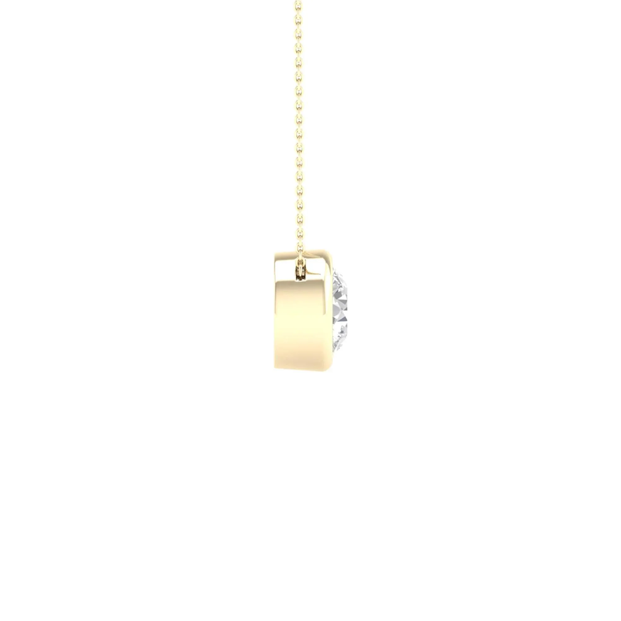 1 CT. Tw. Lab Grown Diamond Round Solitaire Bezel Pendant Necklace 10K Yellow Gold Size 18" - Image 3